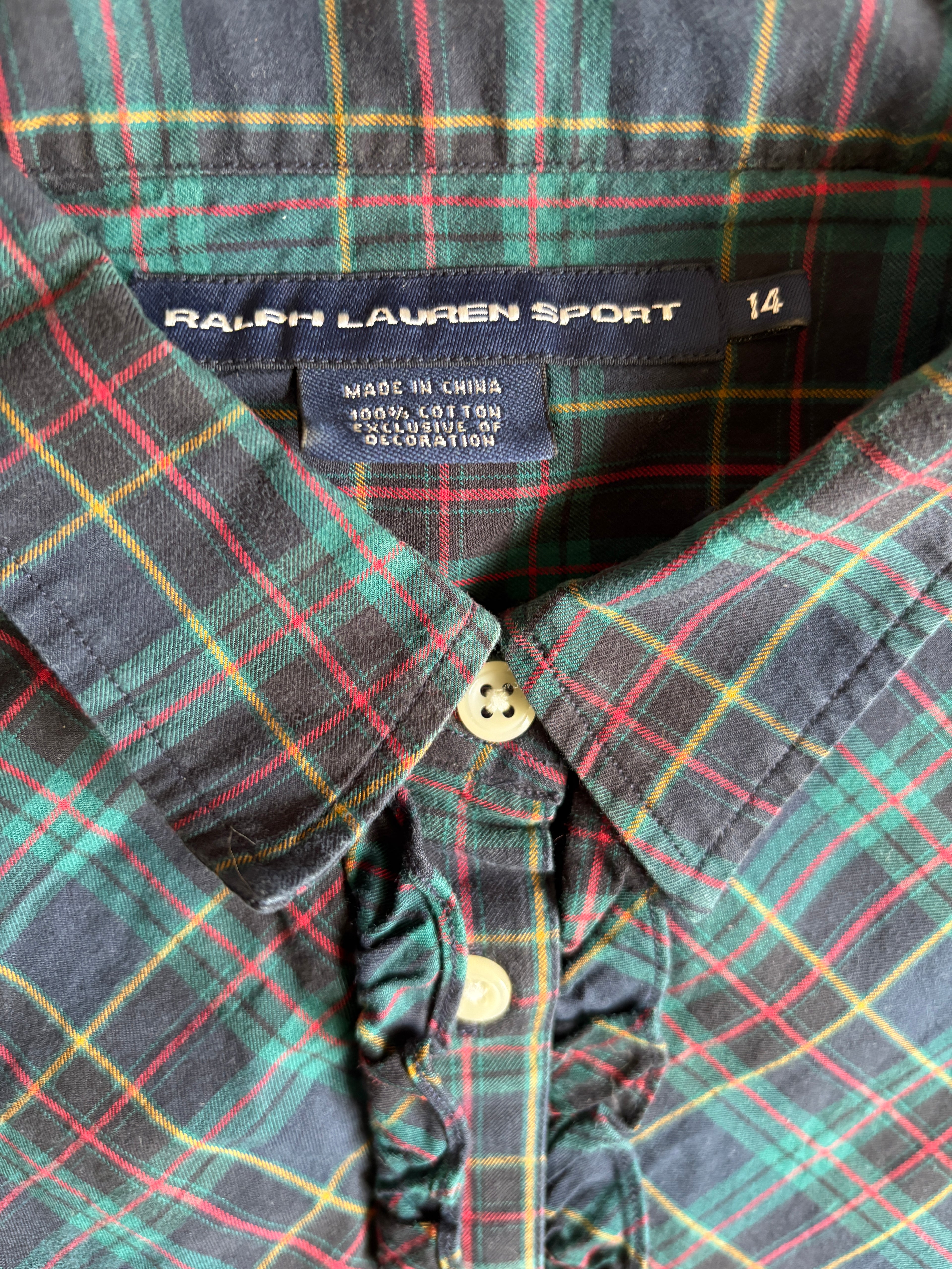 vintage 90's Ralph Lauren women tartan ruffled shirt