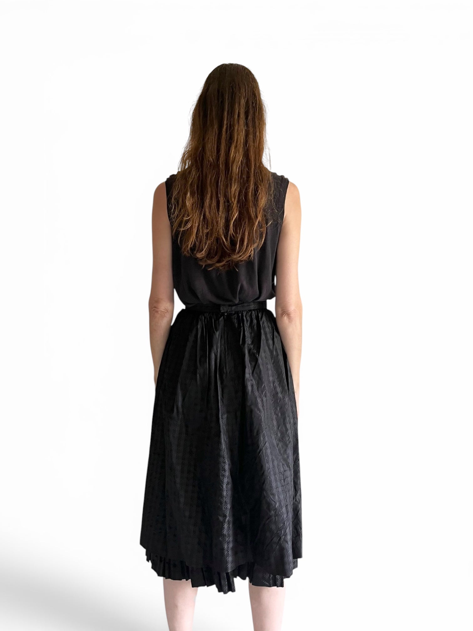 Vintage CELINE Black silk Taffetas Ballet Skirt with Triomph gold chain link belt