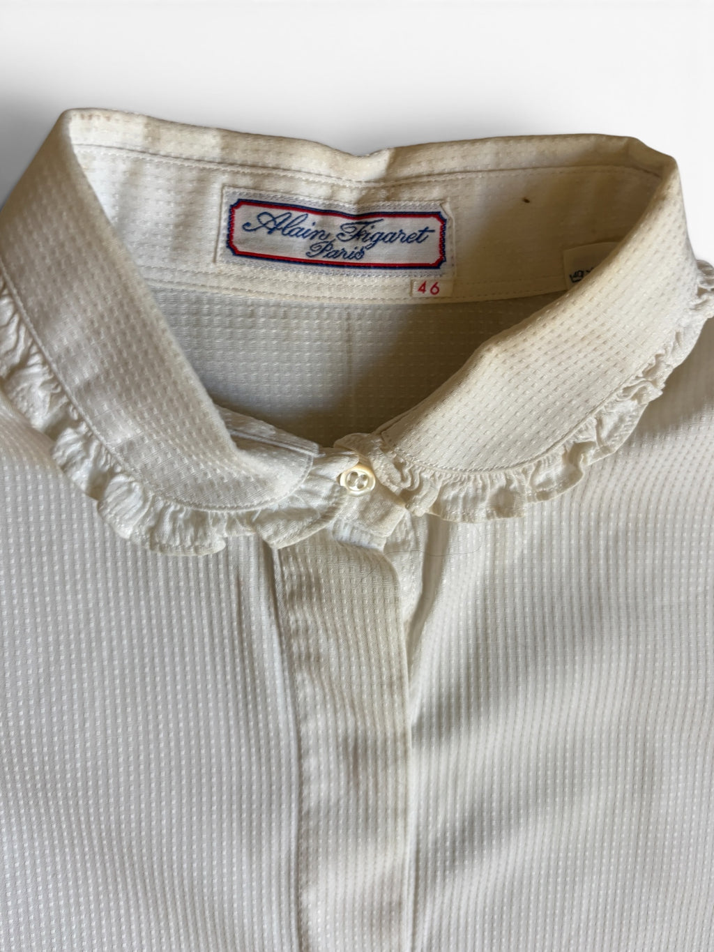 Vintage 80s Alain Figaret Paris chemisier col rond made in France L