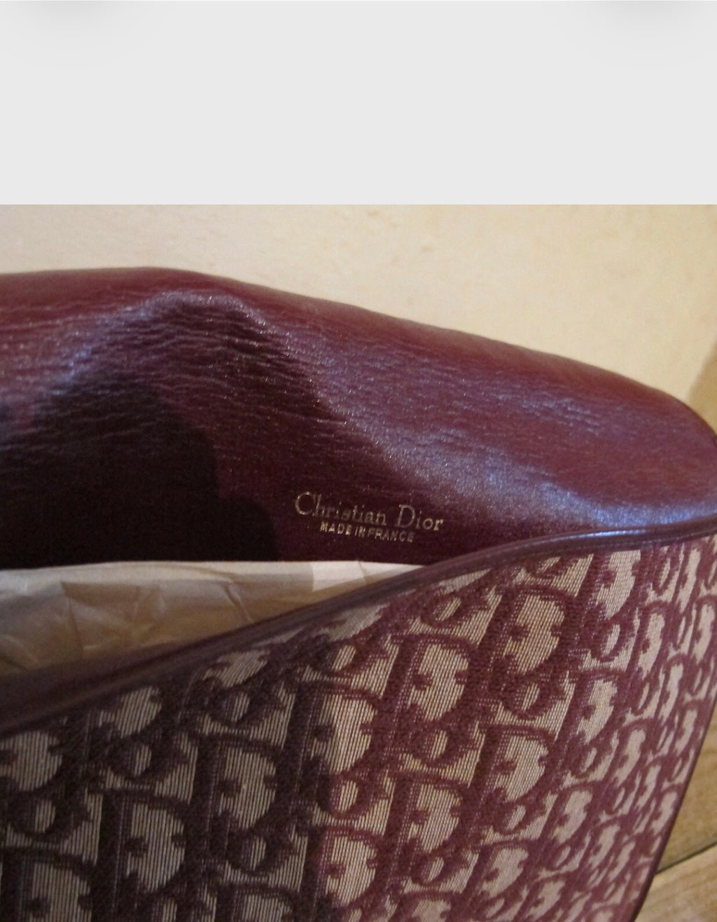 Vintage 70's Christian Dior burgundy monogram clutch pooch