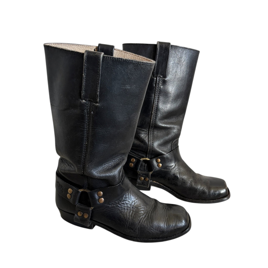 Vintage black Go West Black leather harness boots 36/37