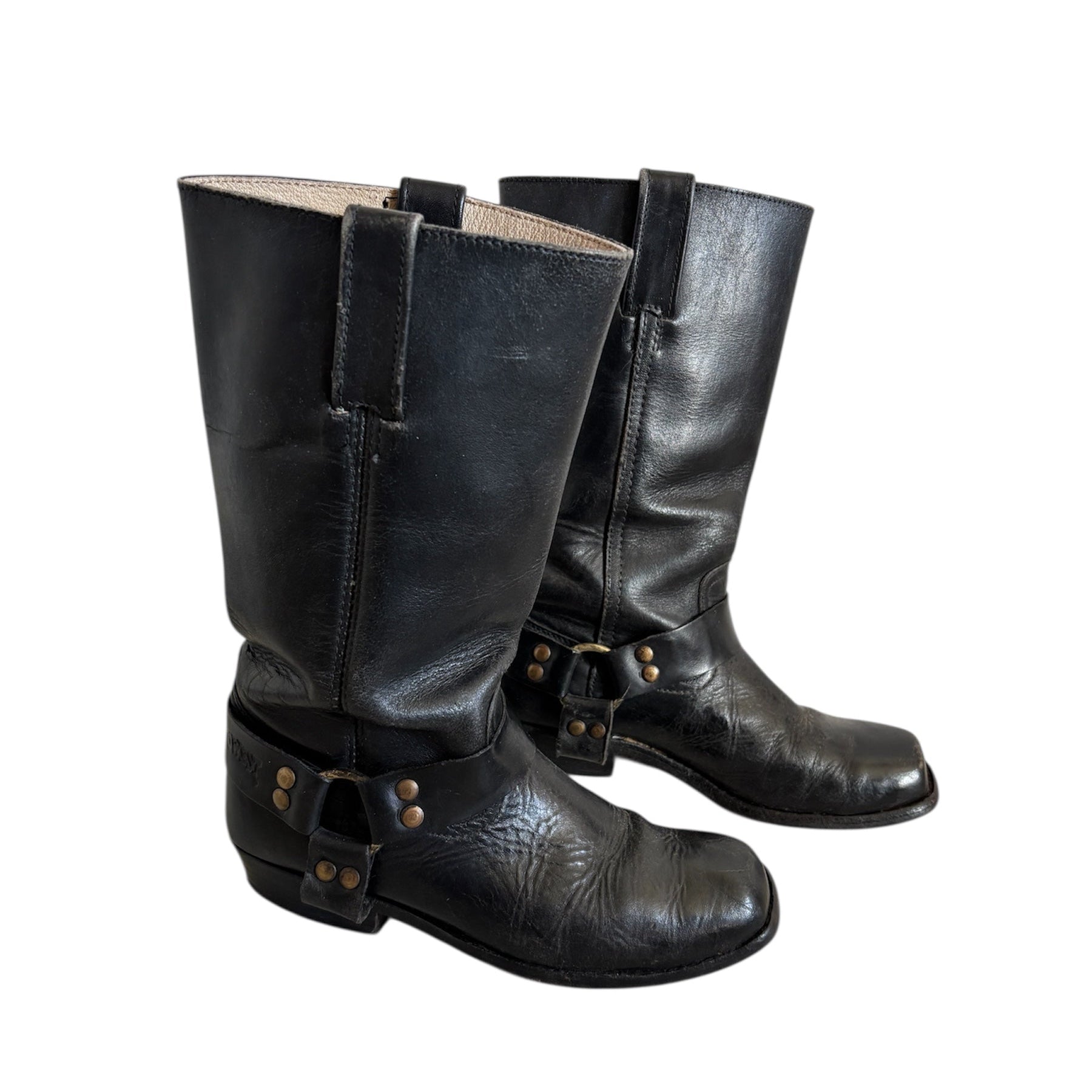 Vintage black Go West Black leather harness boots 36/37