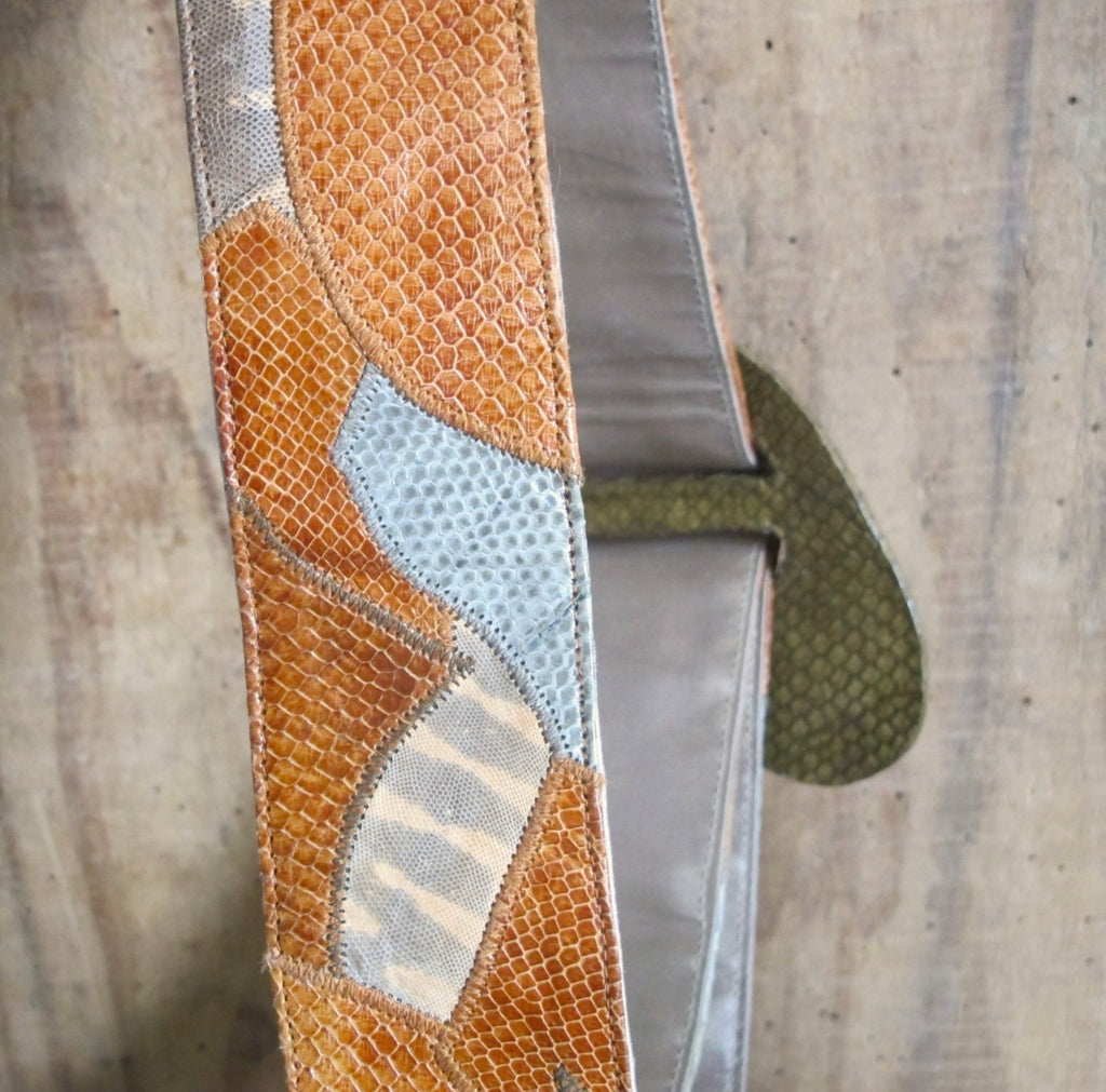 Vintage 70's reptile leather Patchwork Belt