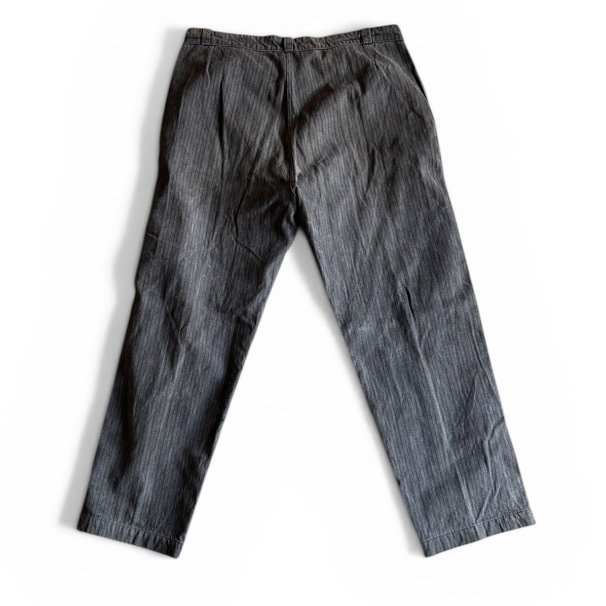 Vintage Old French workwear grey striped denim pants XXL