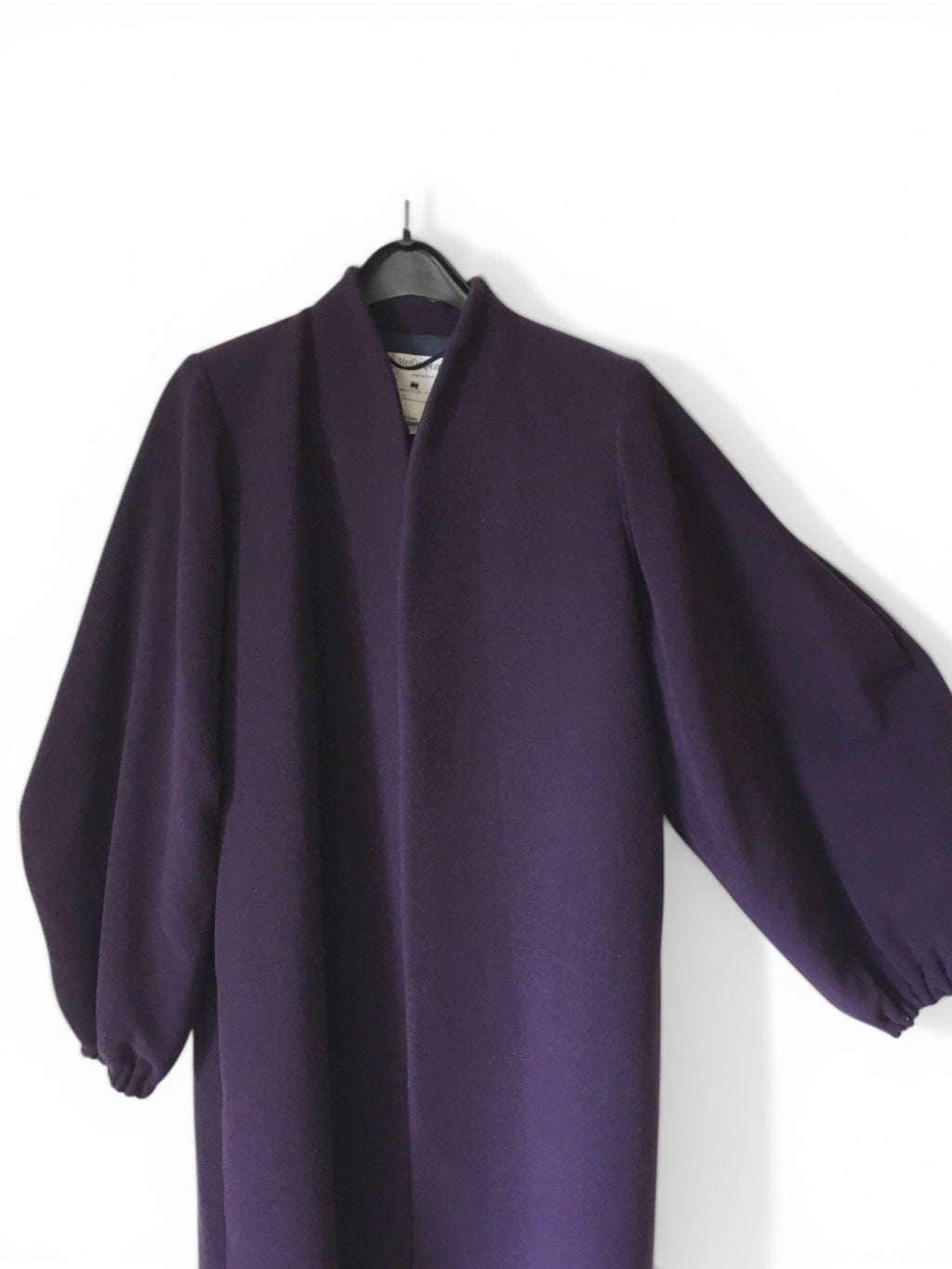 Vintage 90's Yves Saint Laurent wool purple balloon sleeves oversize coat YSL