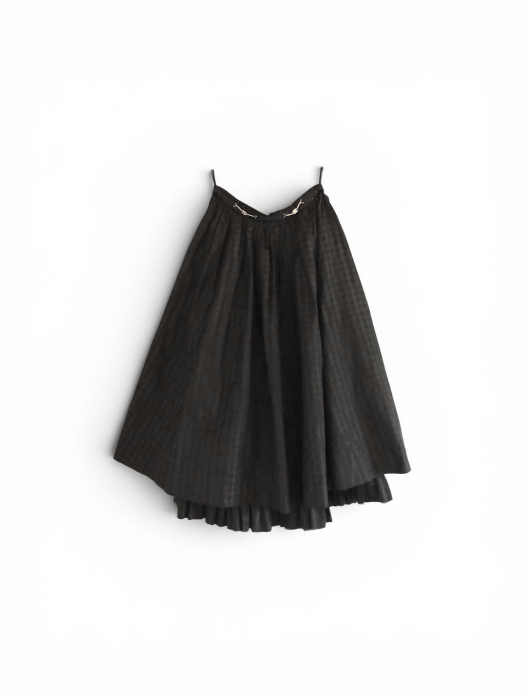 Vintage CELINE Black silk Taffetas Ballet Skirt with Triomph gold chain link belt
