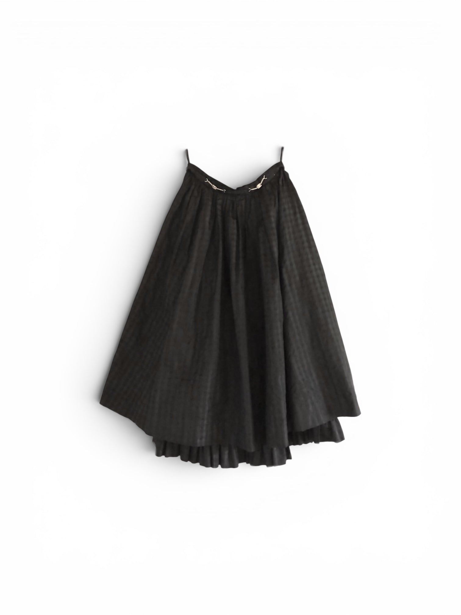 Vintage CELINE Black silk Taffetas Ballet Skirt with Triomph gold chain link belt