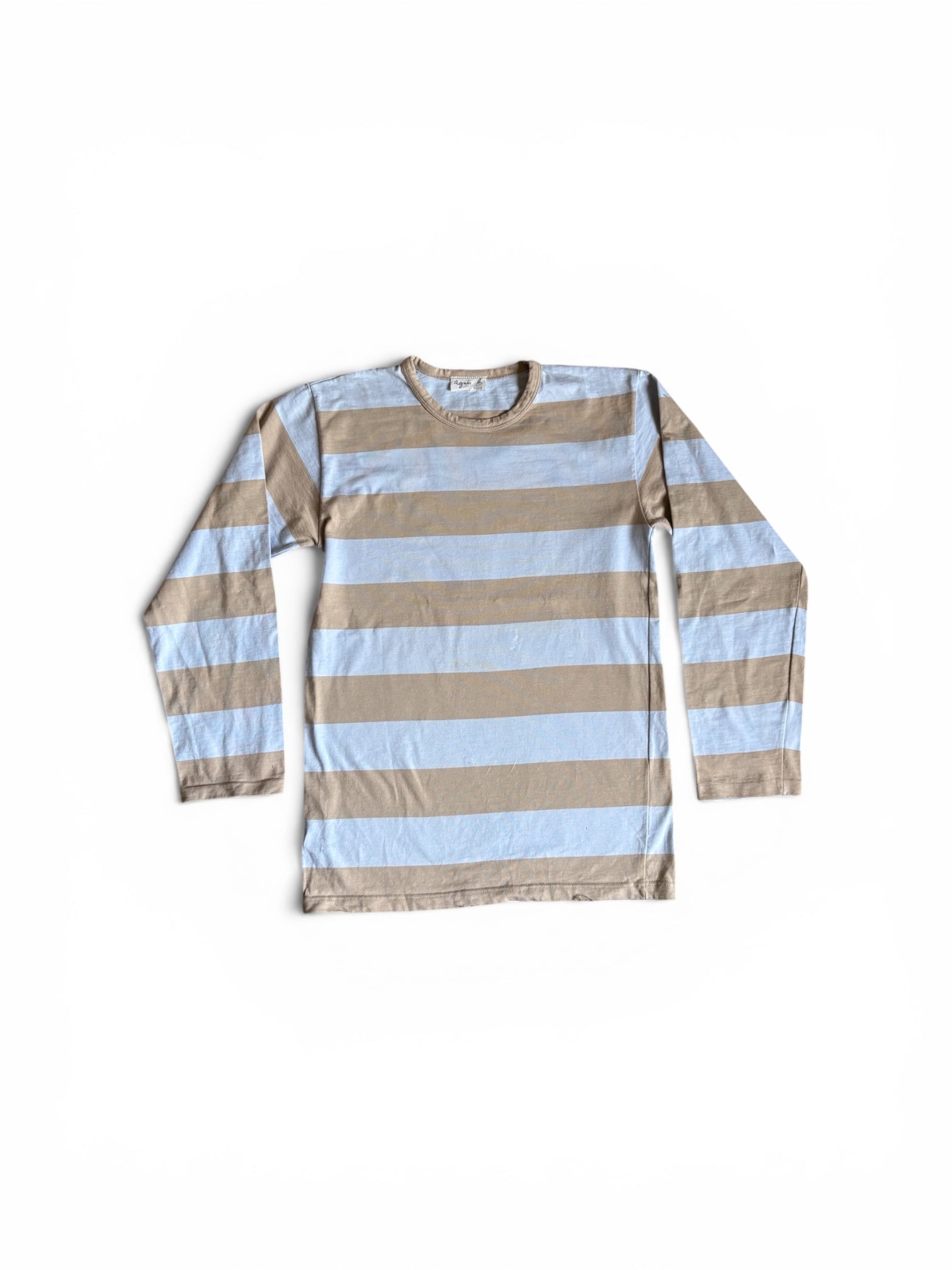 Vintage 90s Agnes.b crewneck Long Sleeves striped T-Shirt