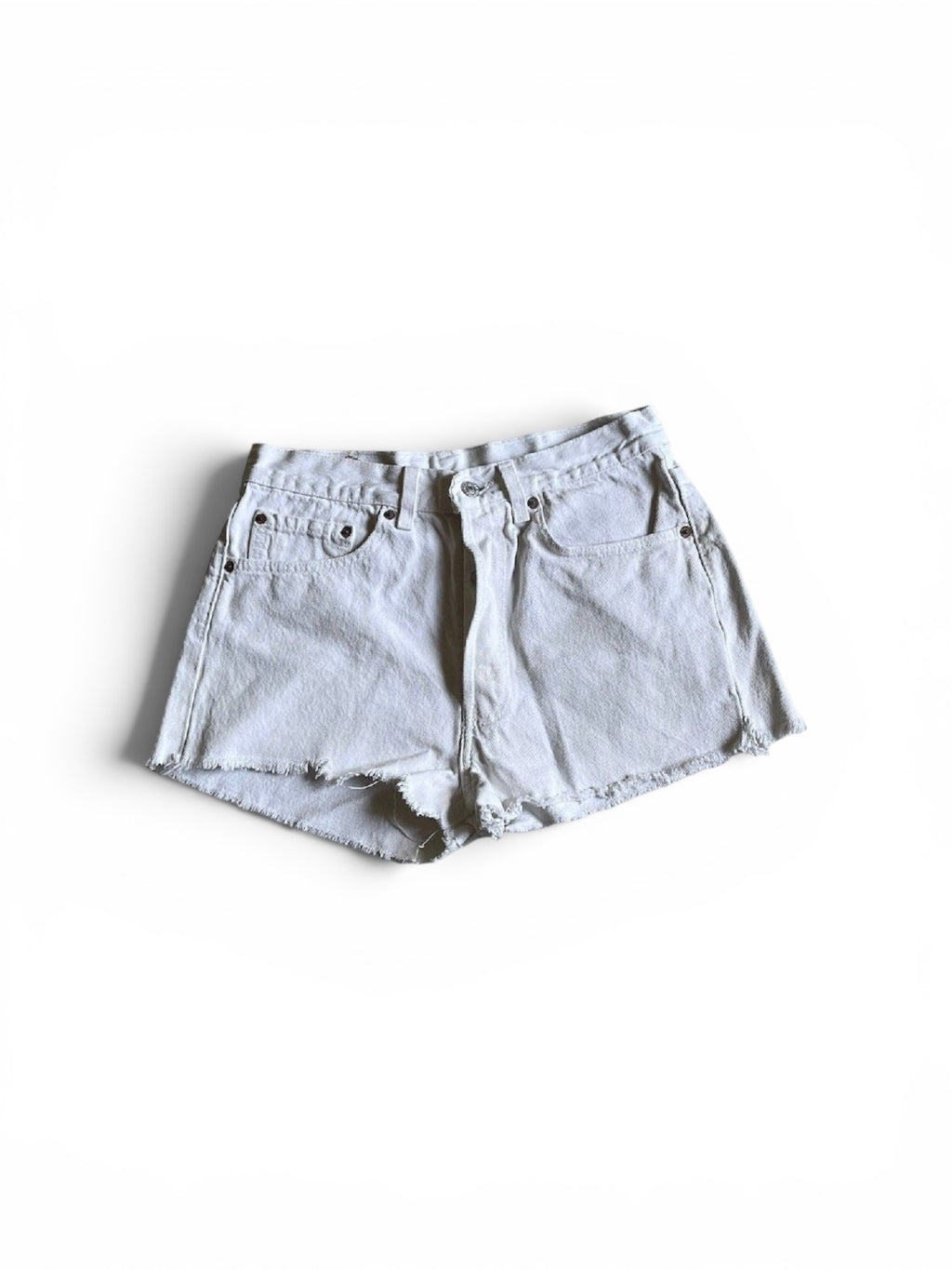 vintage 90s Levi's 501 white denim cut off shorts, made in usa W31
