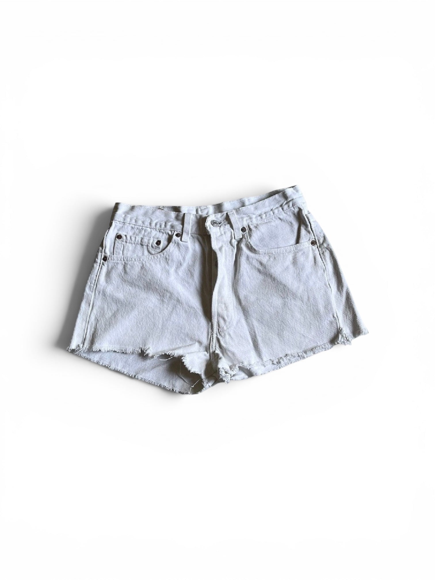 vintage 90s Levi's 501 white denim cut off shorts, made in usa W31