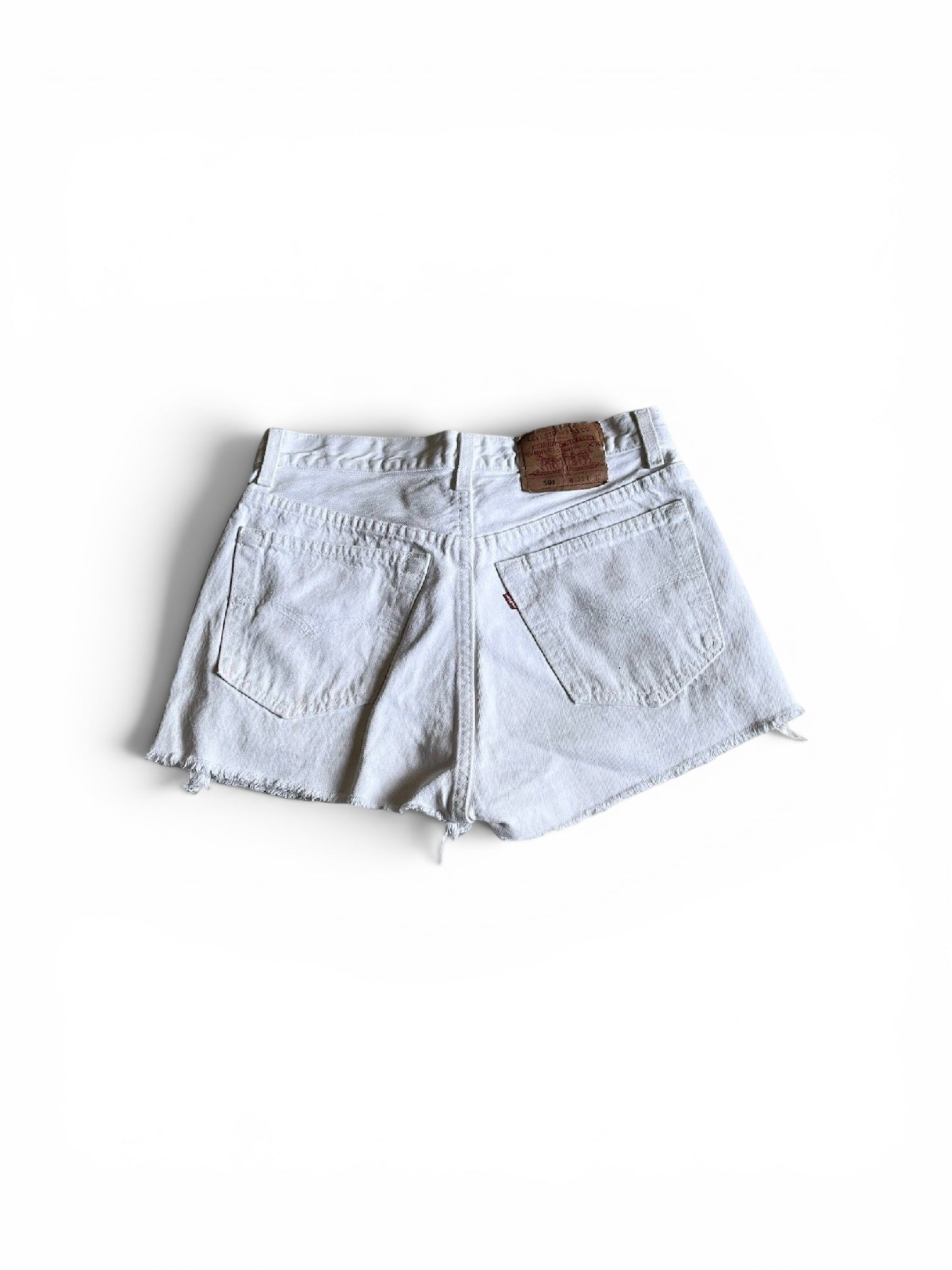 vintage 90s Levi's 501 white denim cut off shorts, made in usa W31