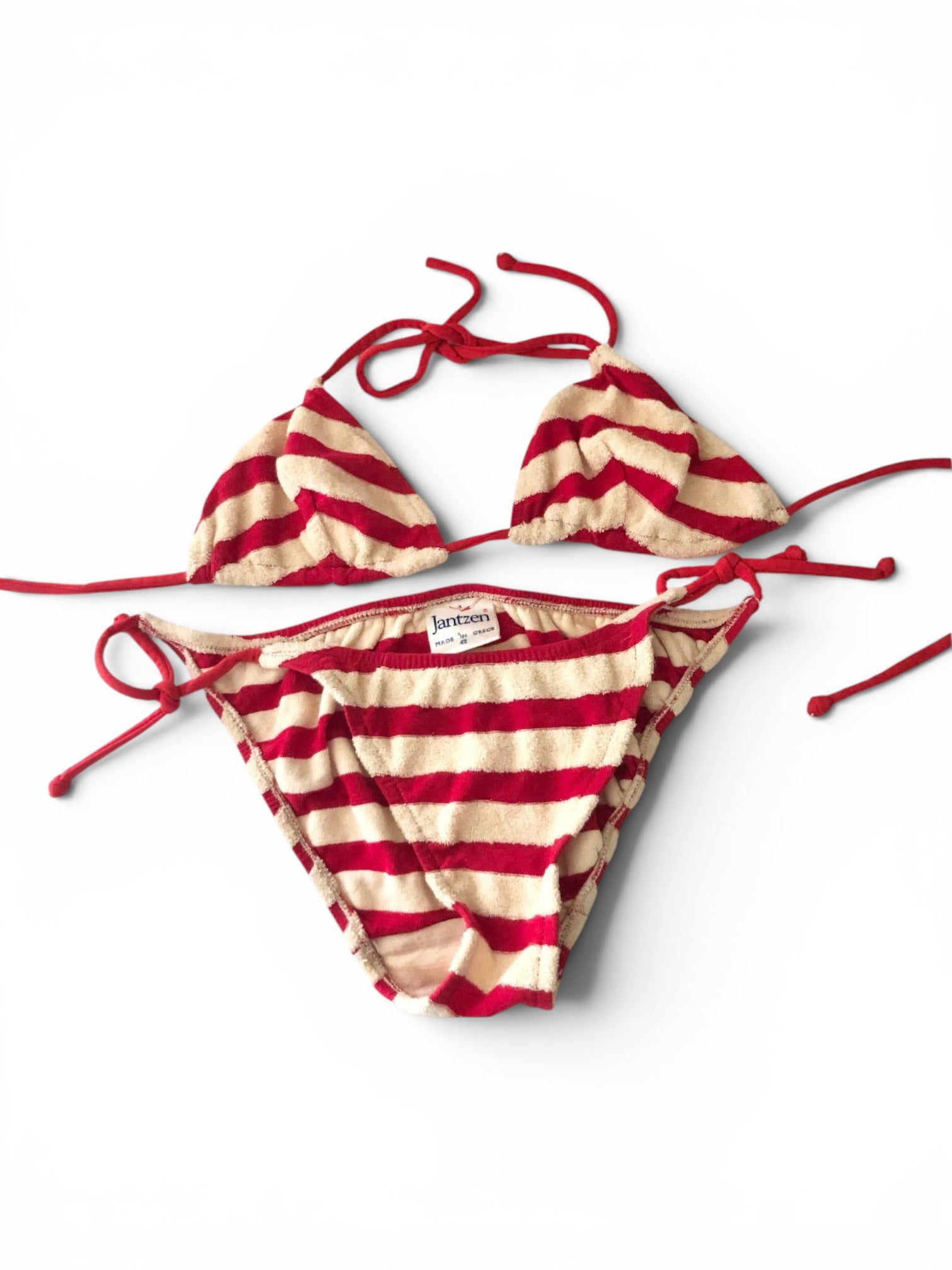 vintage 70s striped terrycloth 2 pieces bikinis set swimwear