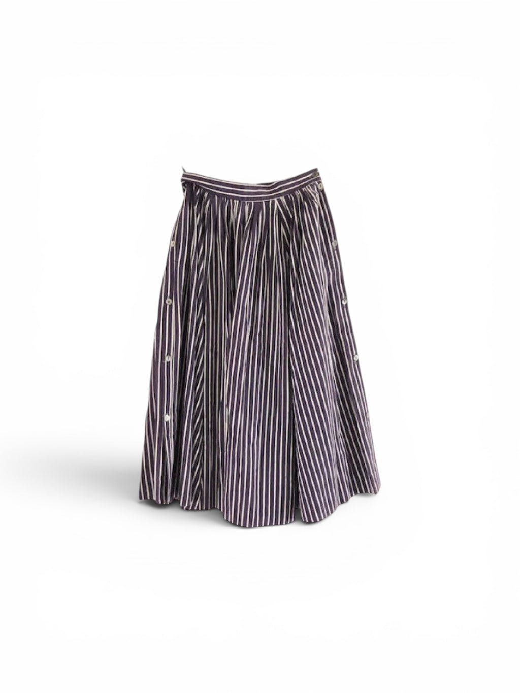 Vintage 90s Laura Ashley GB blue and white striped cotton button down skirt