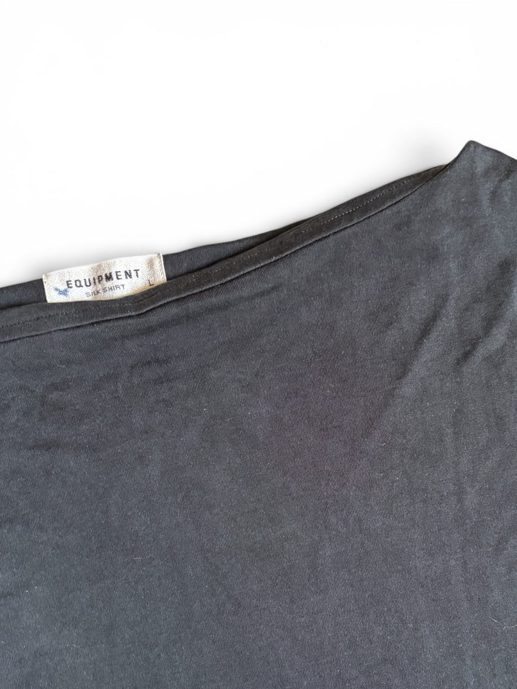 Vintage 90s Equipment Black silk shirt dress