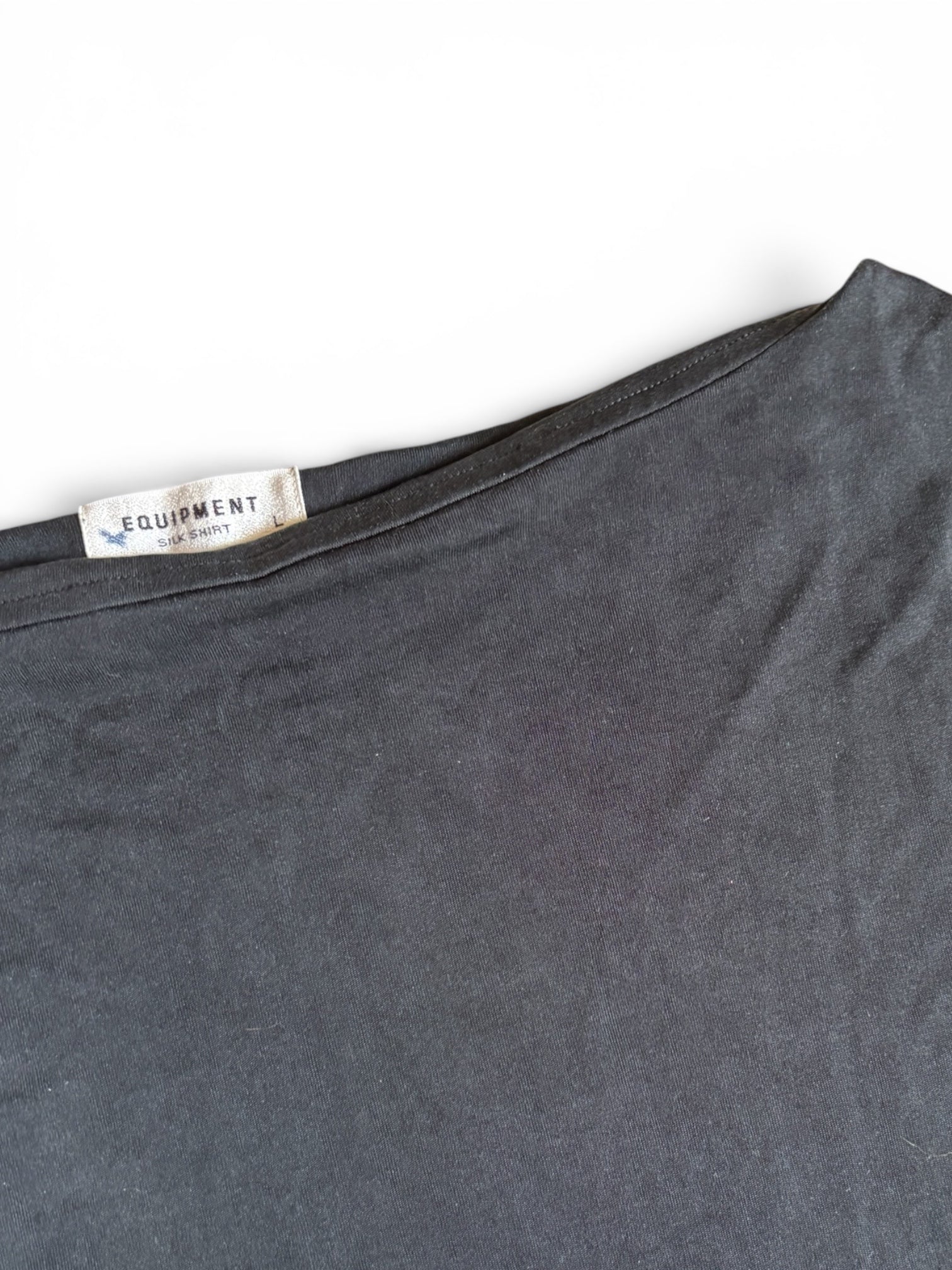 Vintage 90s Equipment Black silk shirt dress