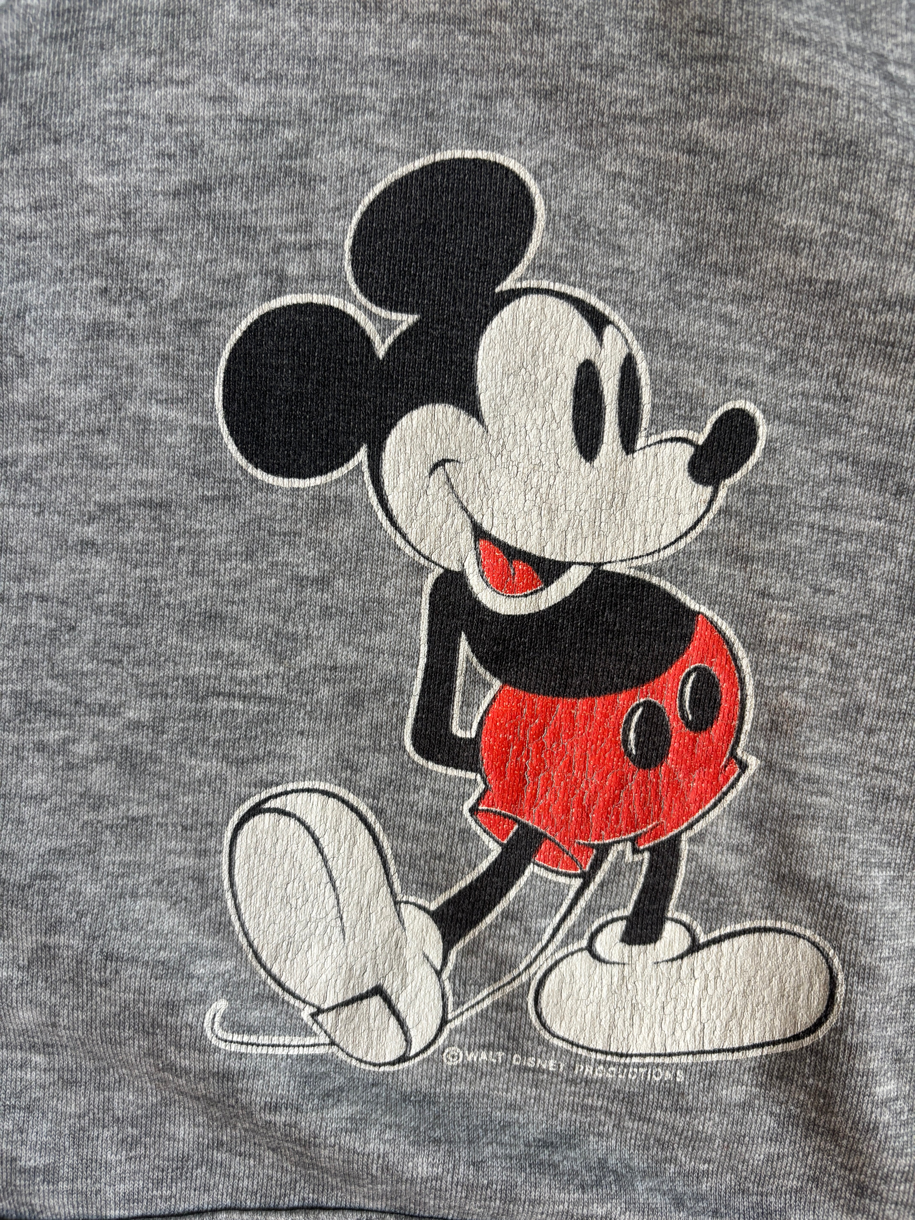 Vintage 70s 80s Mickey Mouse Velva Sheen usa raglan grey Hoodie