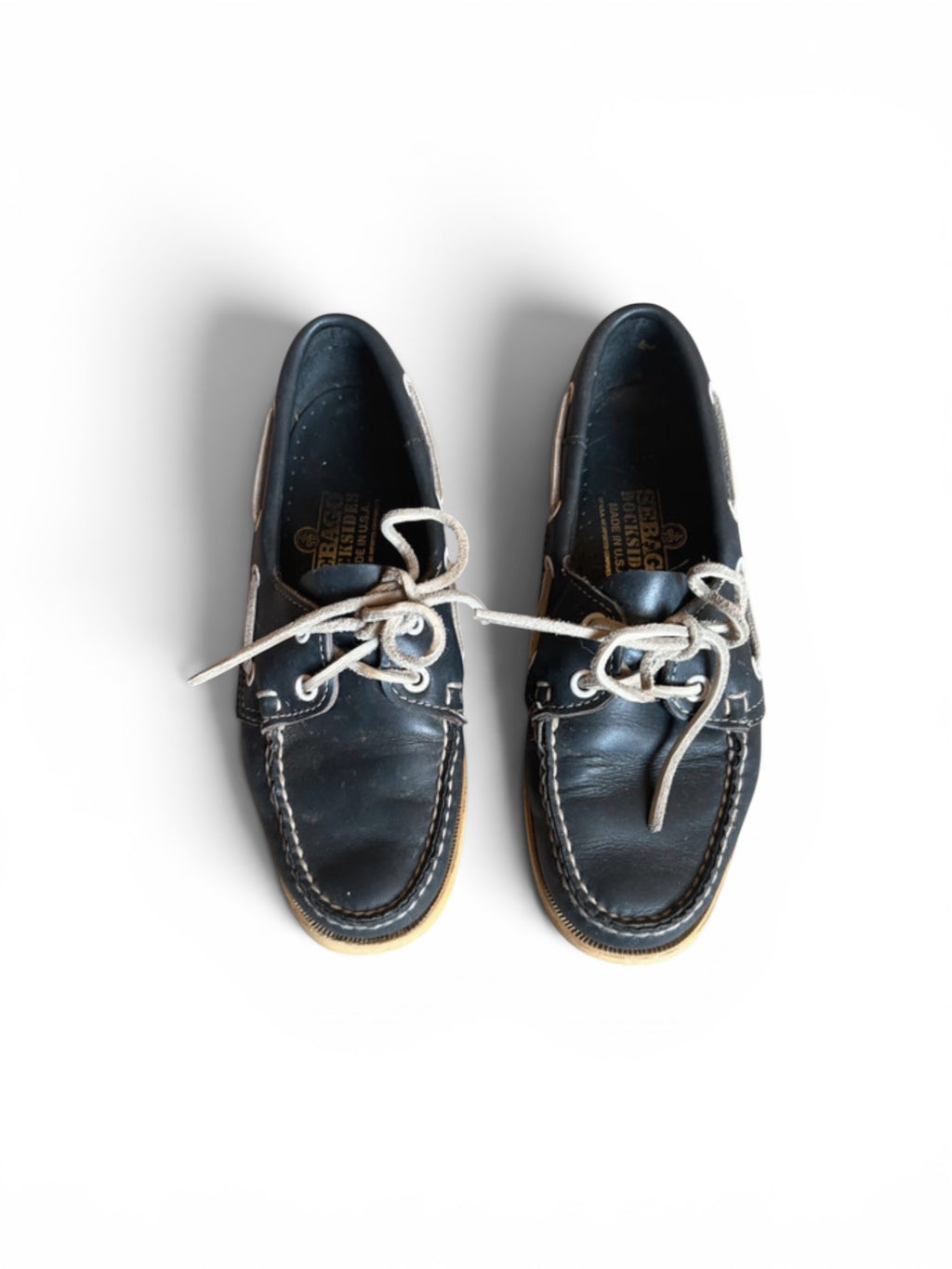 Vintage Sebago boat shoes navy Leather made in usa 6