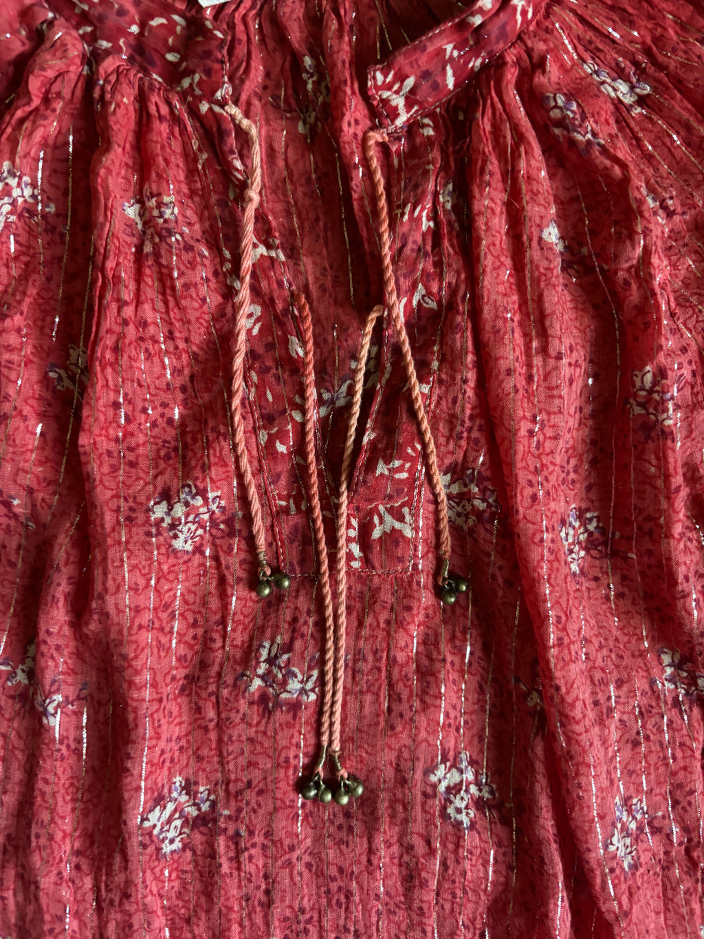 Vintage India cotton gauze lurex blouse S/M