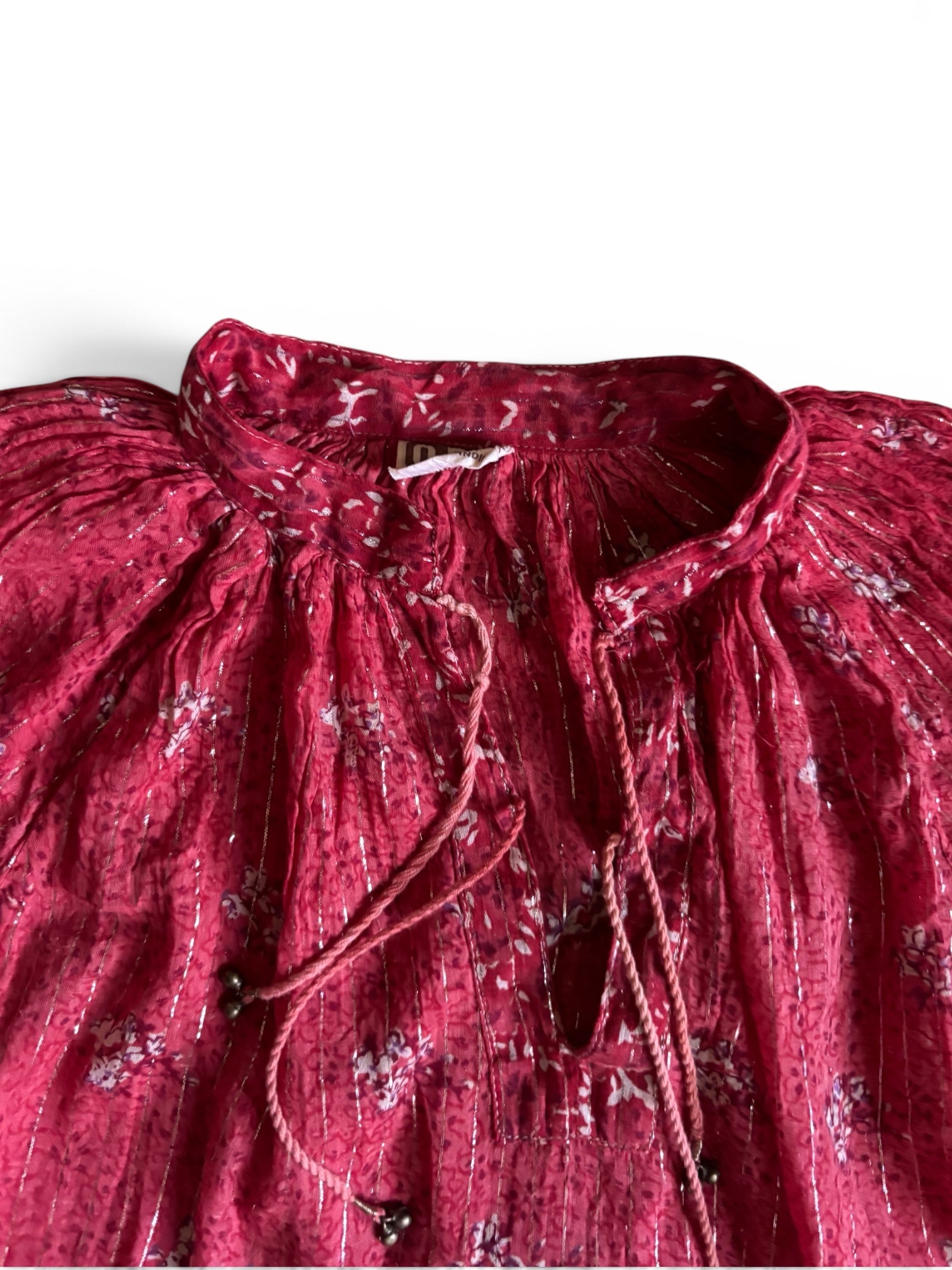 Vintage India cotton gauze lurex blouse S/M