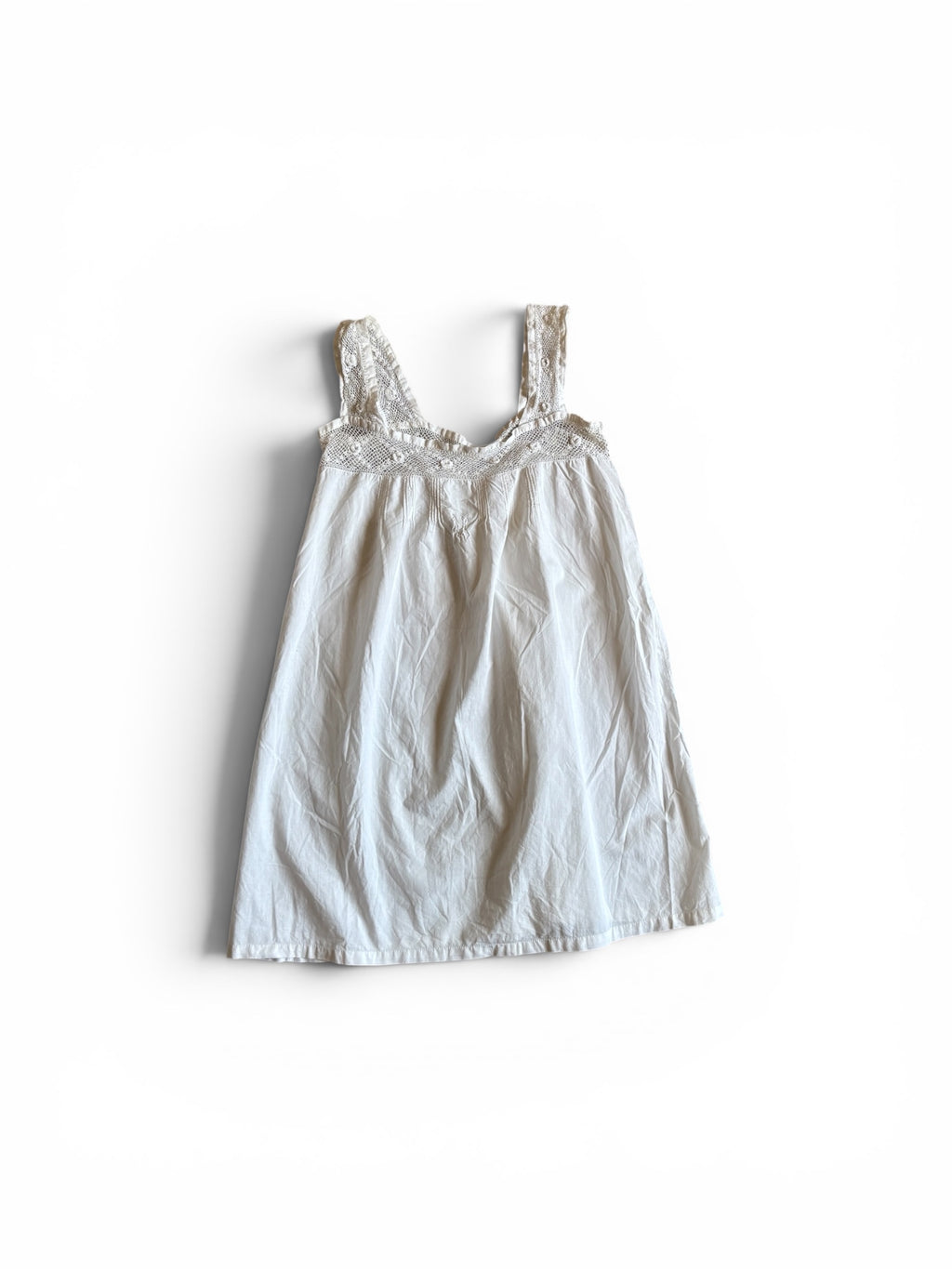 Old French crochet white cotton mini dress top