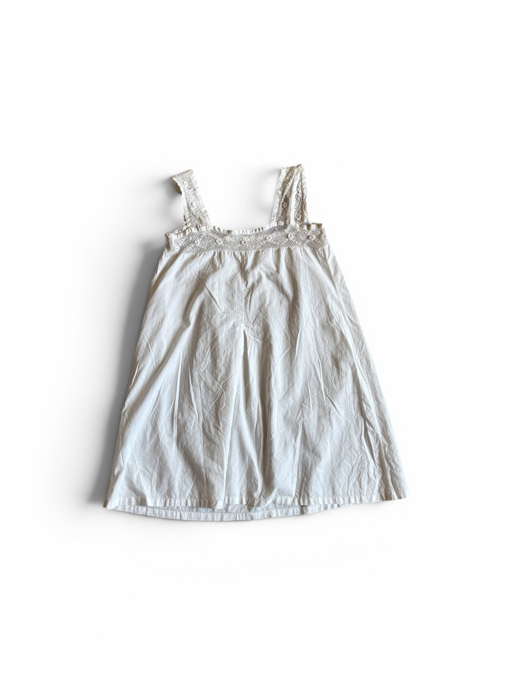 Old French crochet white cotton mini dress top