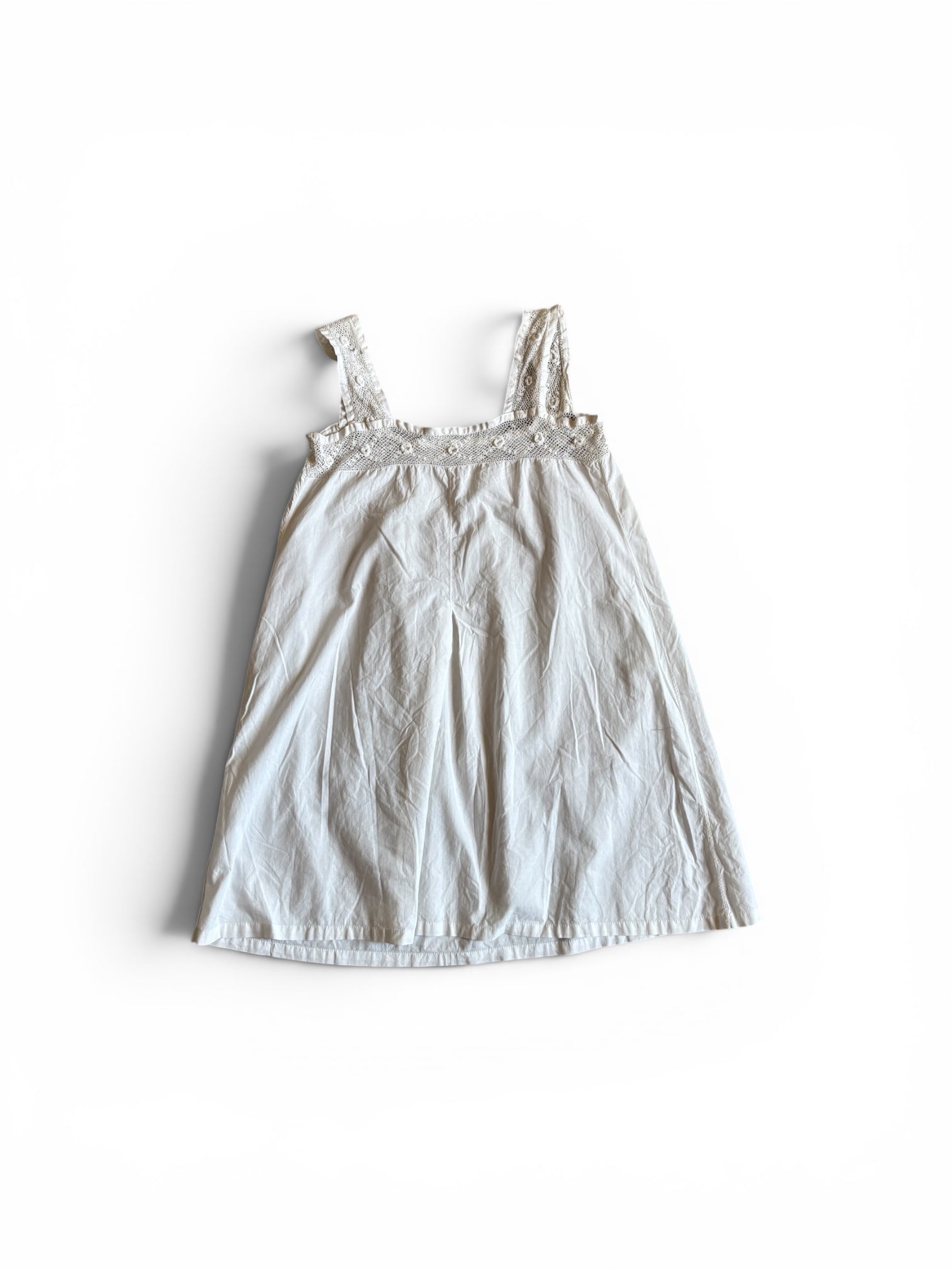Old French crochet white cotton mini dress top