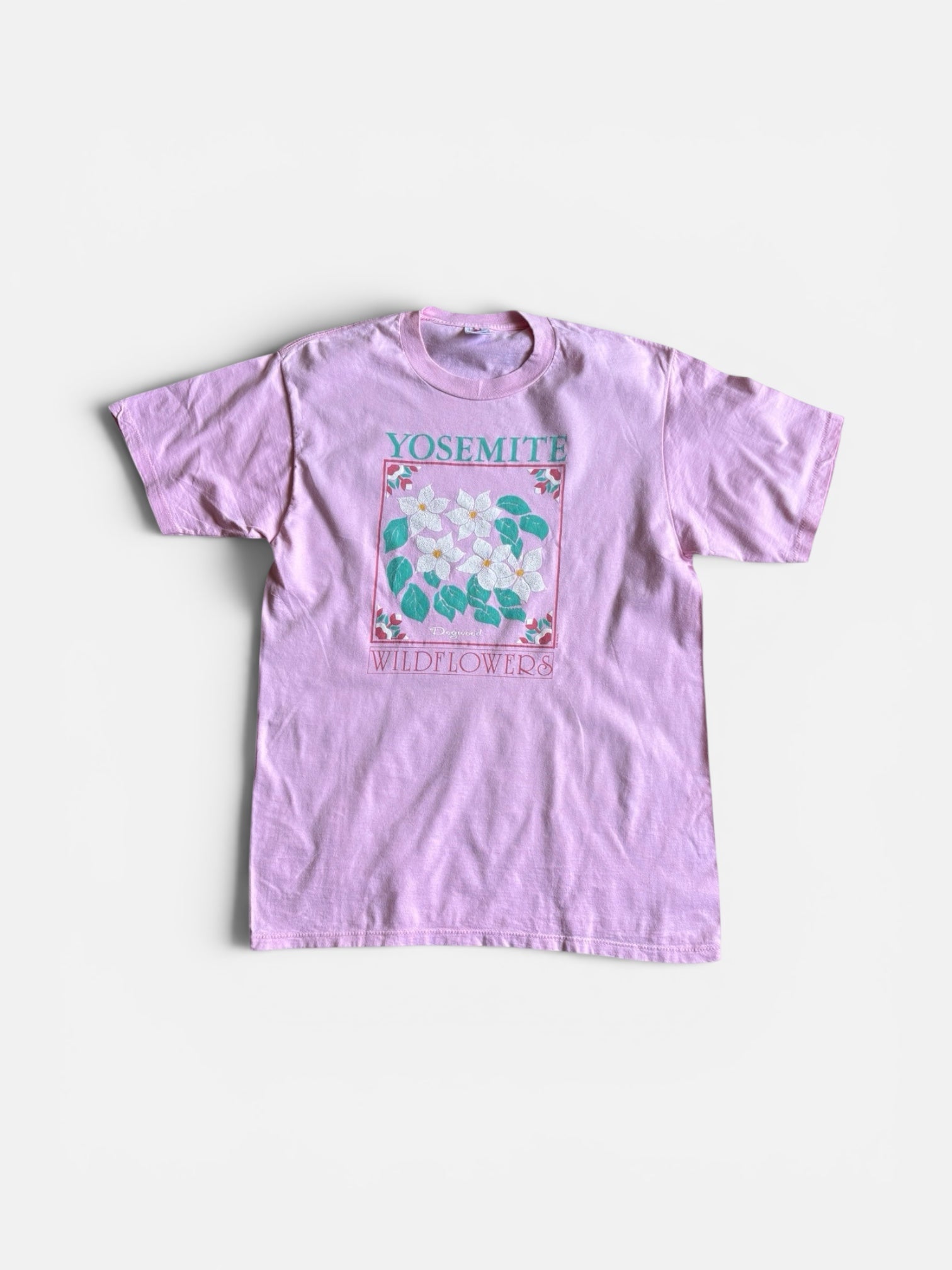 Vintage Yosemite Dogwood Wildflowers Souvenir pink t-shirt made in usa  L