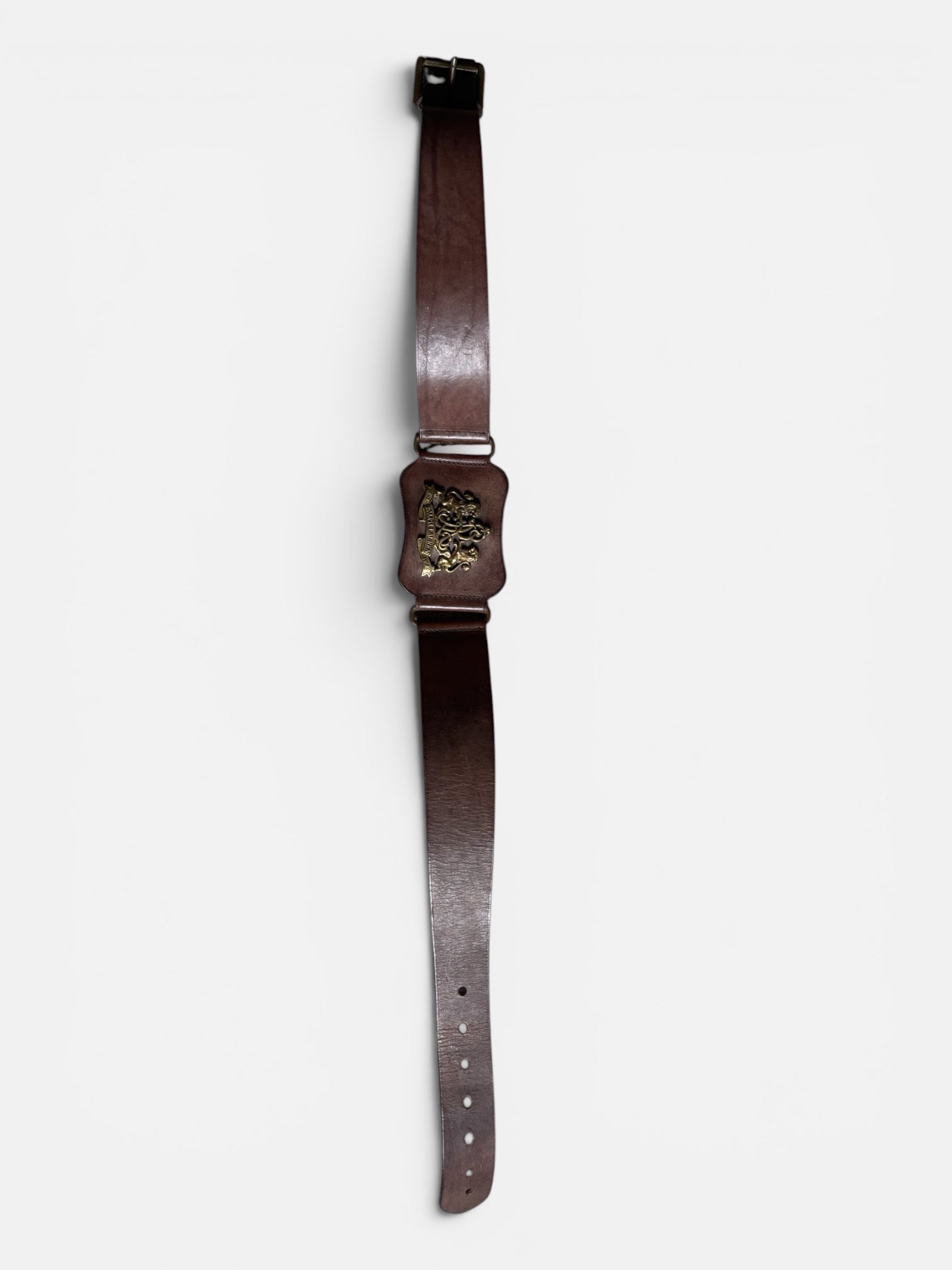 Vintage 80s Polo Ralph Lauren coat of Arms Brown leather Belt made in Italy