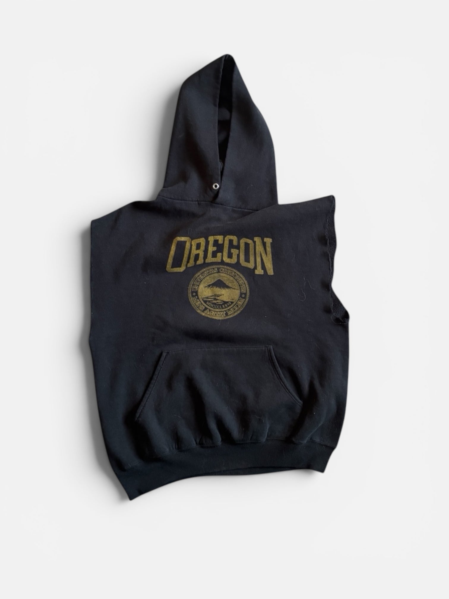Vintage 90's Oregon University black cut off hoodie made in usa M/L