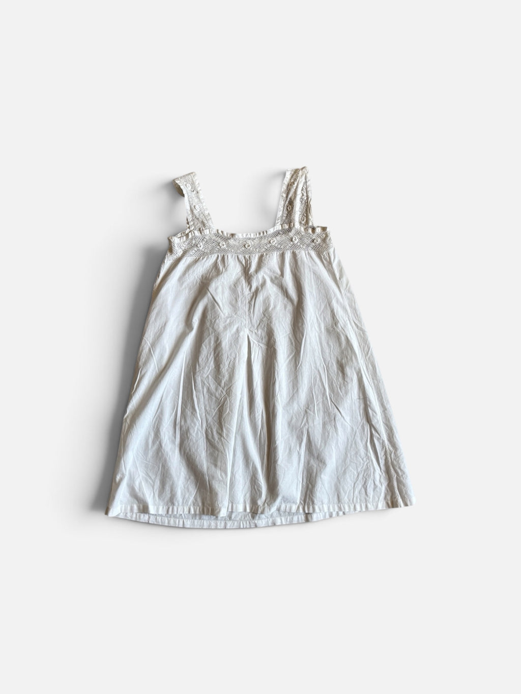 Old French crochet white cotton mini dress top