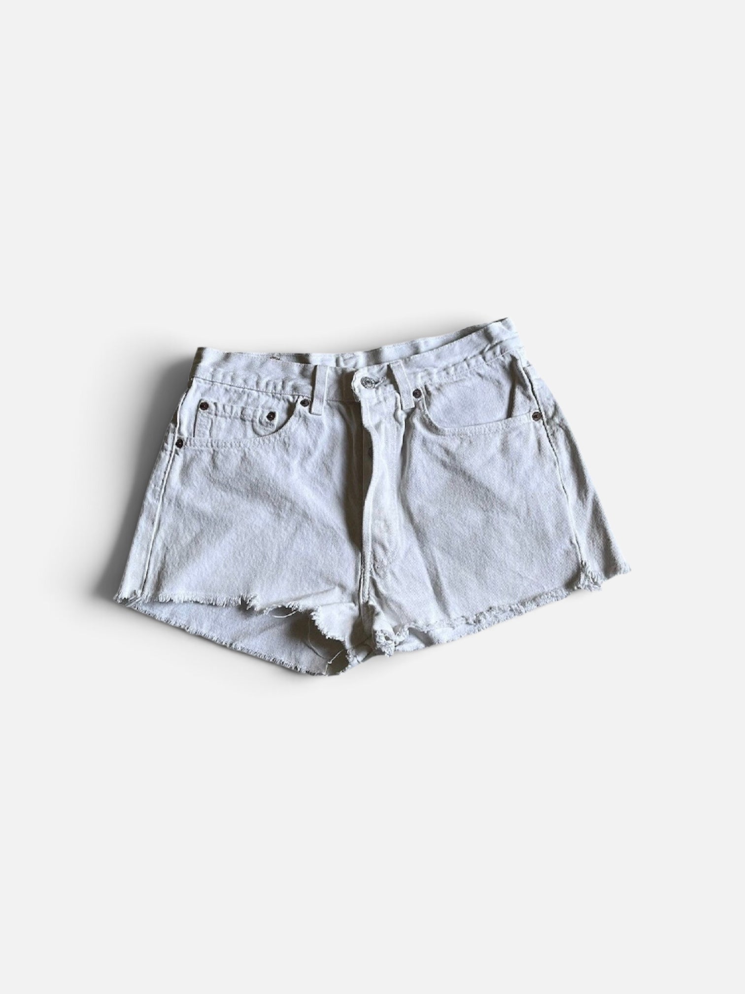 vintage 90s Levi's 501 white denim cut off shorts, made in usa W31