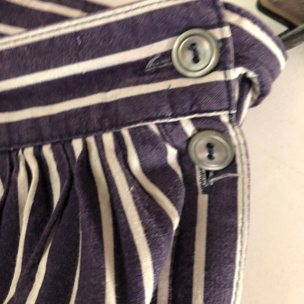 Vintage 90s Laura Ashley GB blue and white striped cotton button down skirt