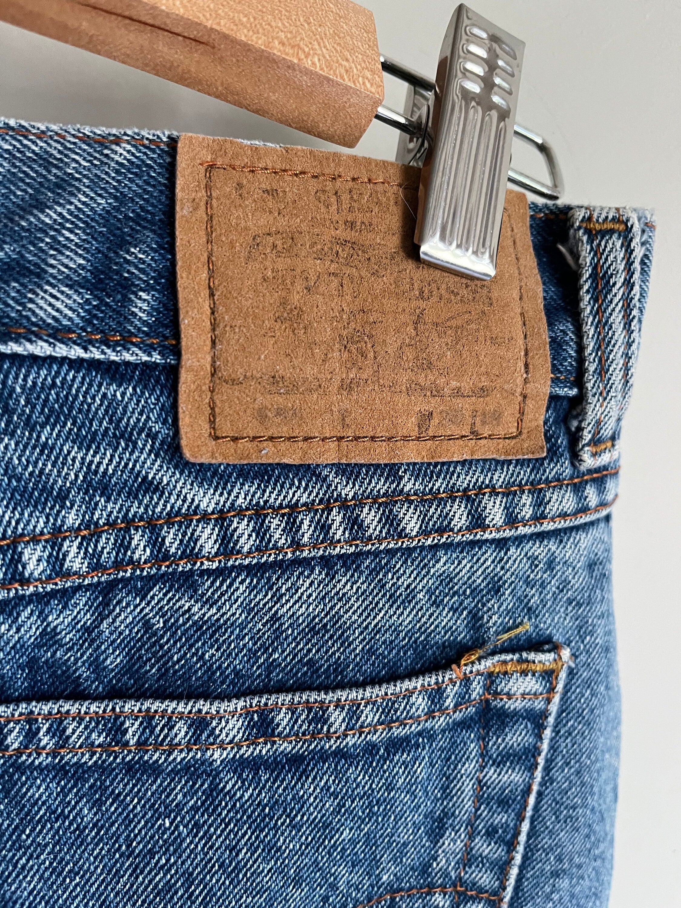 Vintage 80s Levi's Denim mini jupe orange Tab