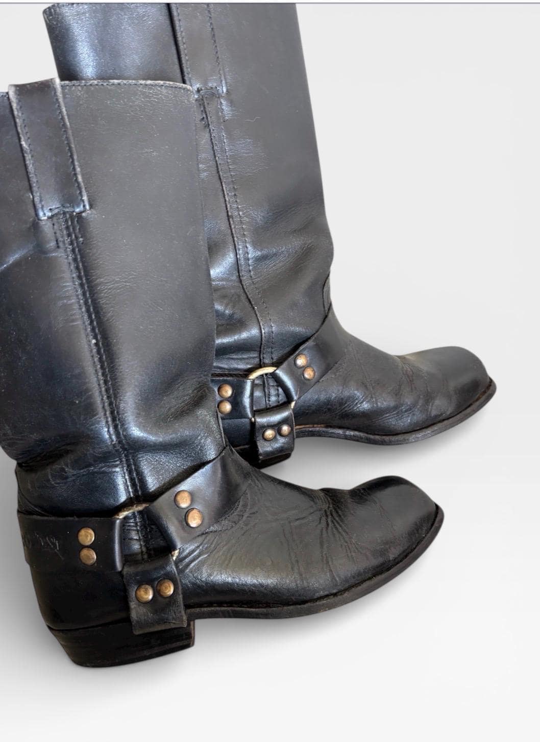 Vintage black Go West Black leather harness boots 36/37