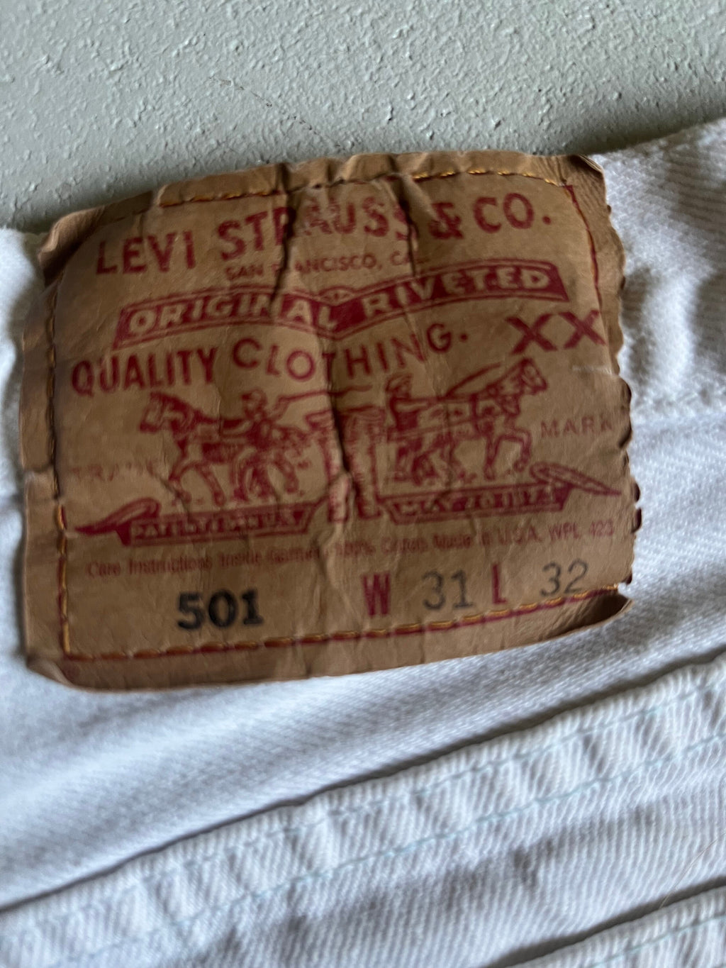 vintage 90s Levi's 501 white denim cut off shorts, made in usa W31