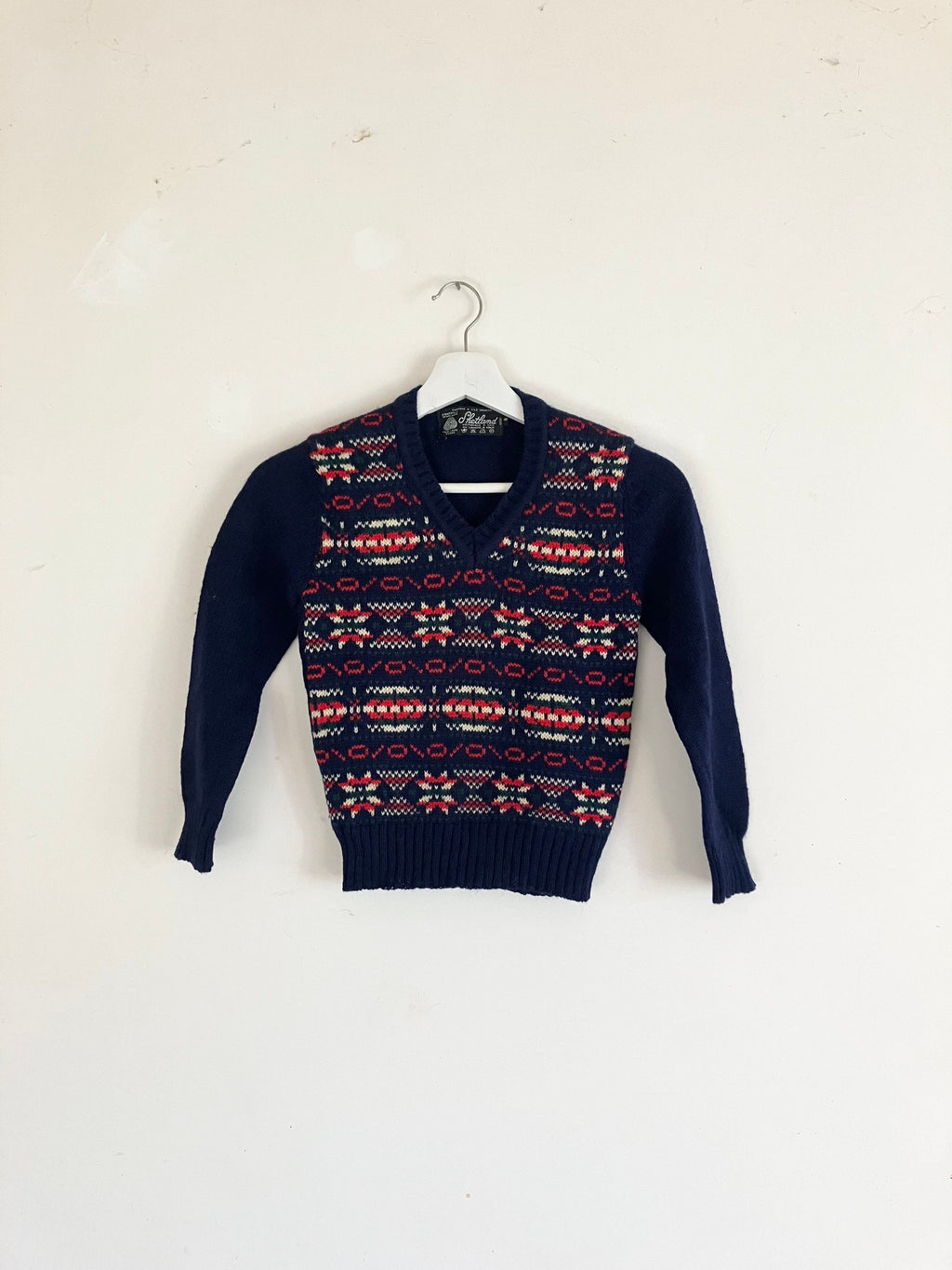 Vintage for kids Fair Isle shetland knitwear wool sweater 8 years