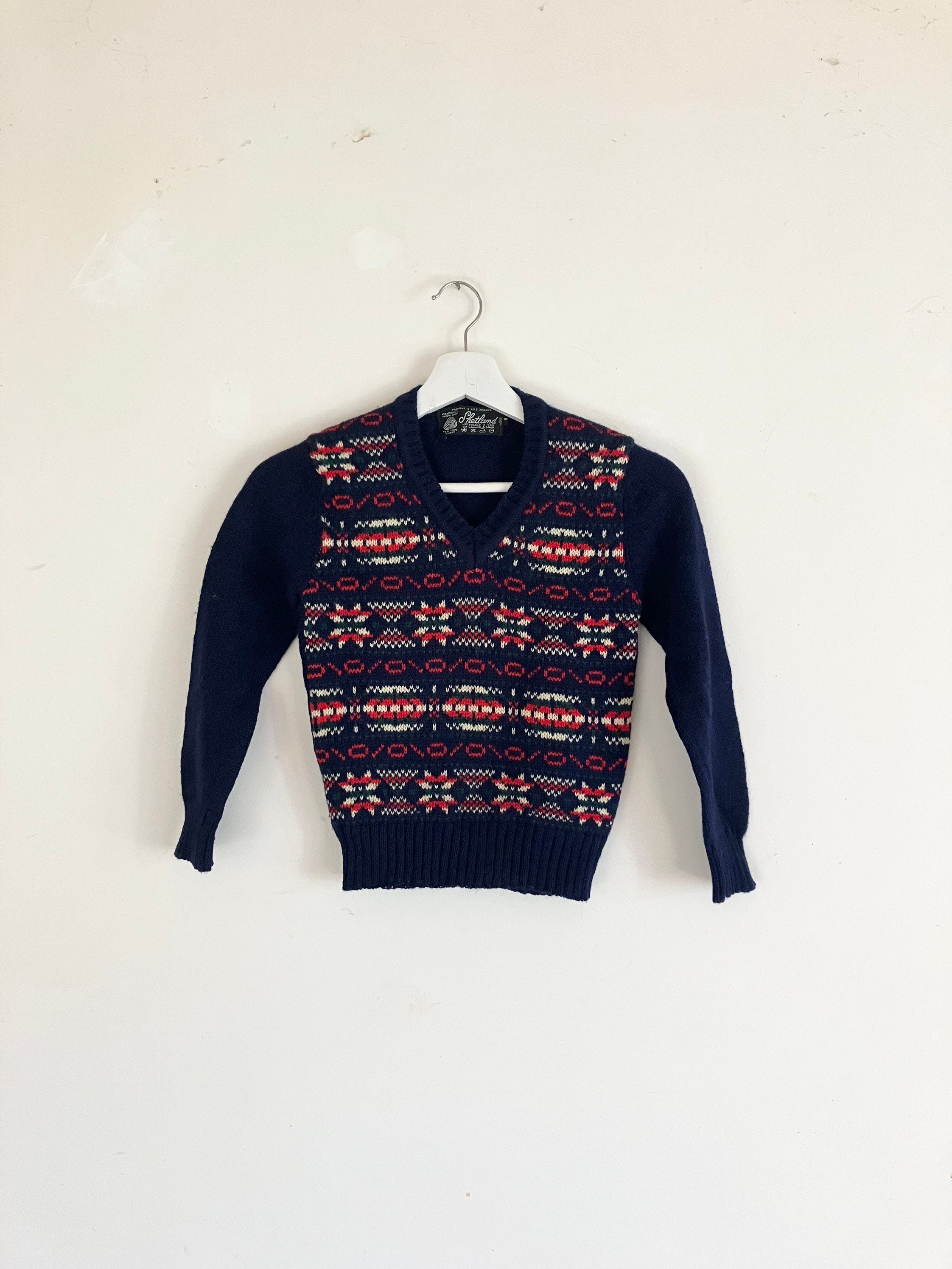Vintage for kids Fair Isle shetland knitwear wool sweater 8 years
