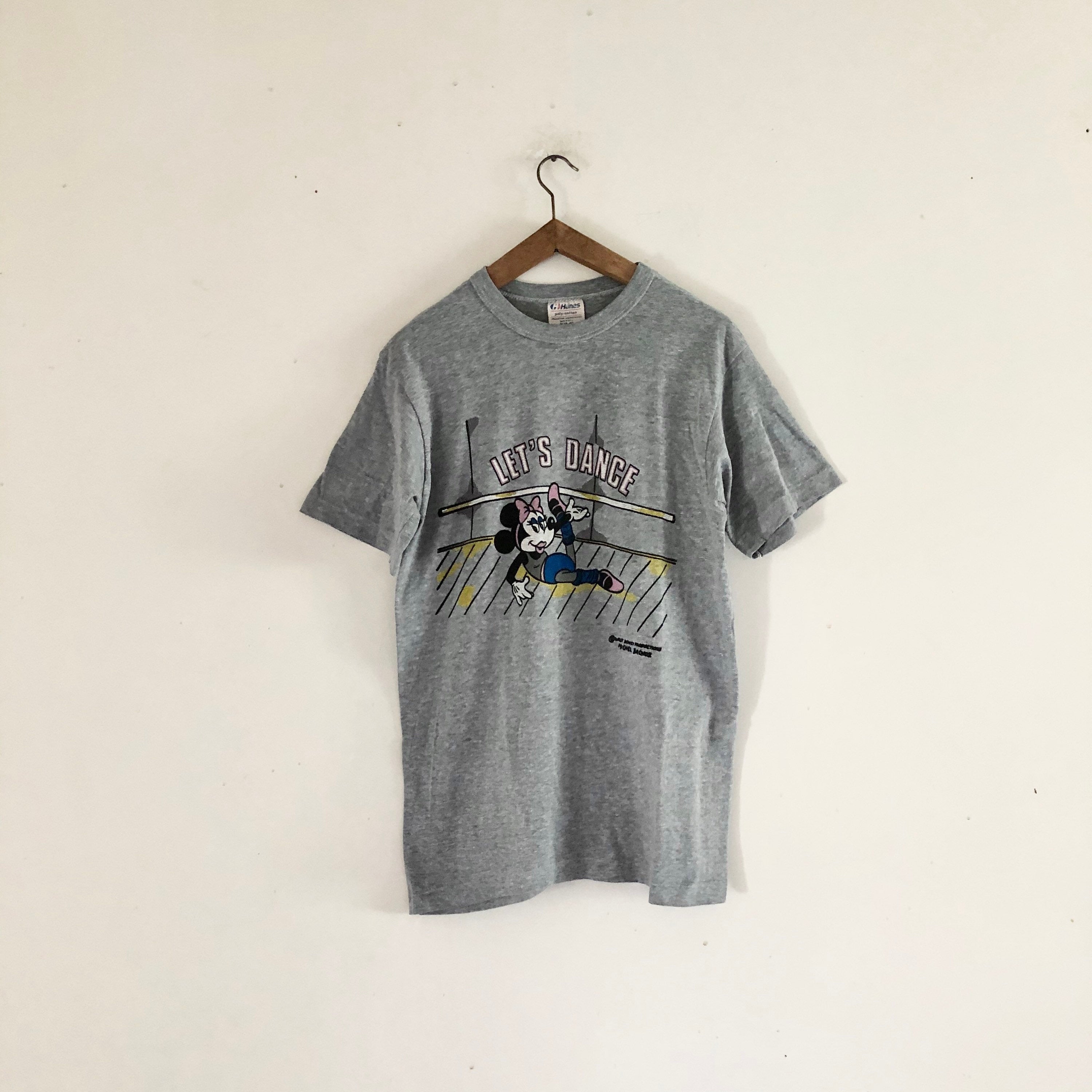 Vintage 80's Minnie Mouse Hanes grey single stitch T-Shirt made in usa