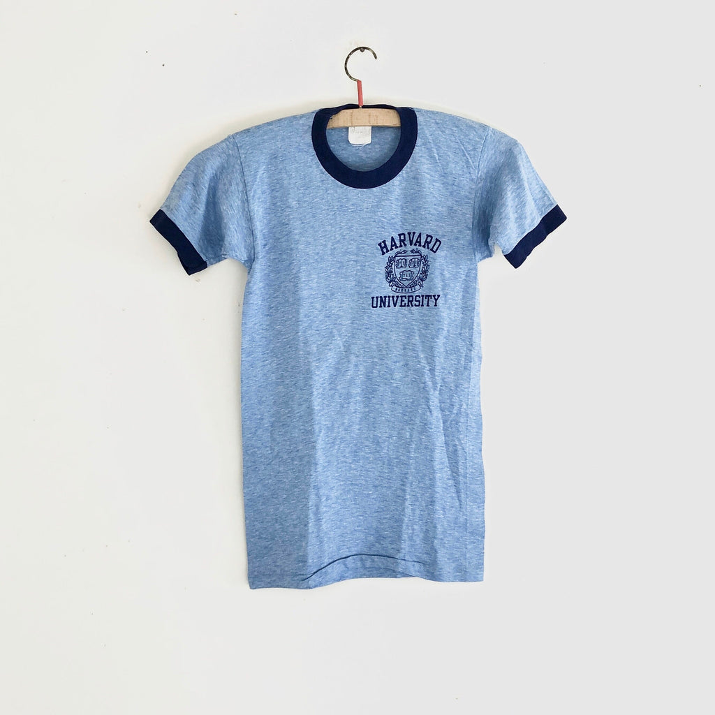 Harvard Vintage 70s Mayo Spruce very rare ringer t-shirt made in usa • XS / youth L