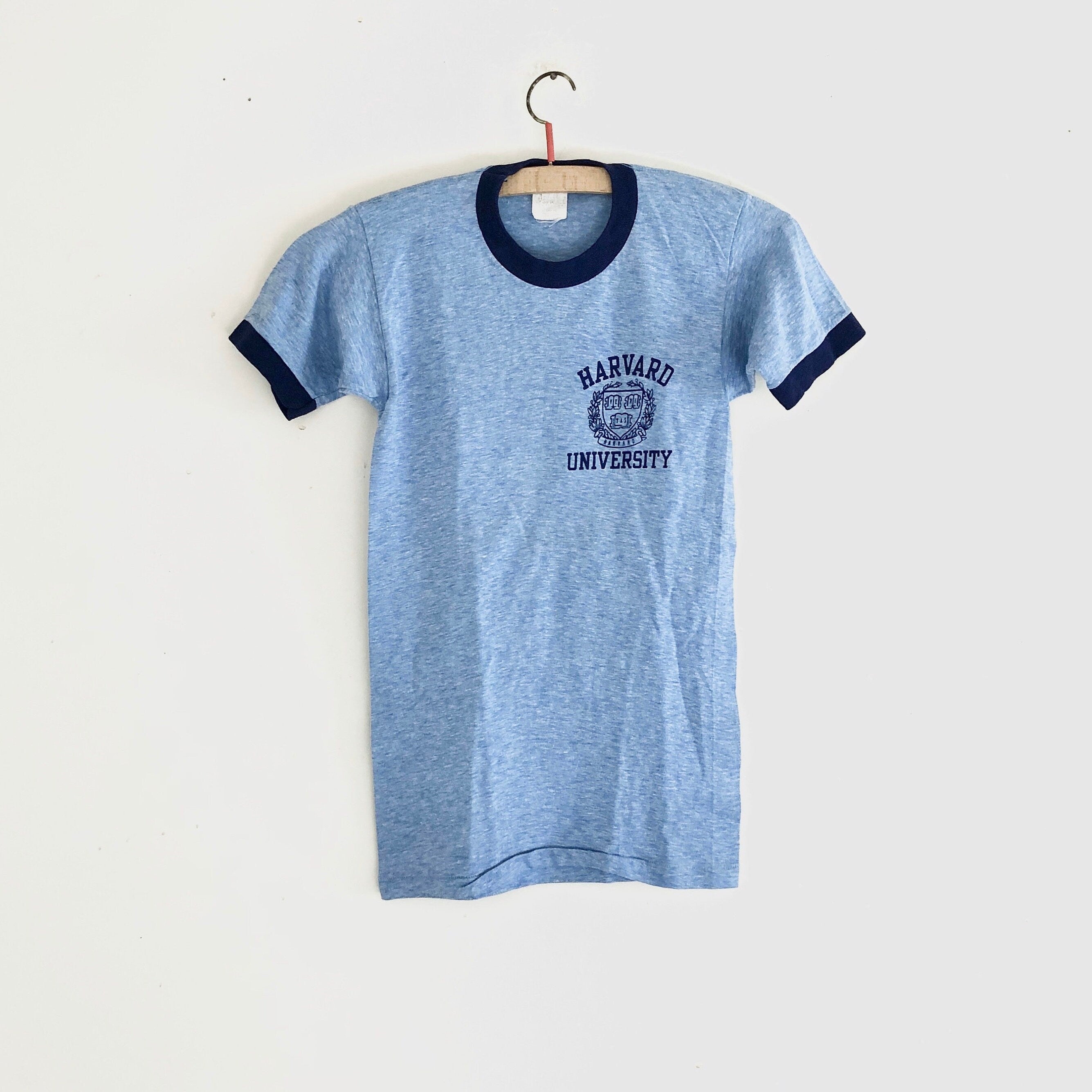 Harvard Vintage 70s Mayo Spruce very rare ringer t-shirt made in usa • XS / youth L