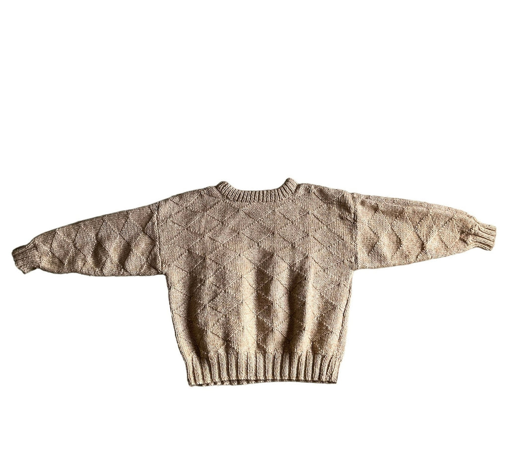 Vintage Wool beige Handknit ballon sleeves oversize chunky sweater