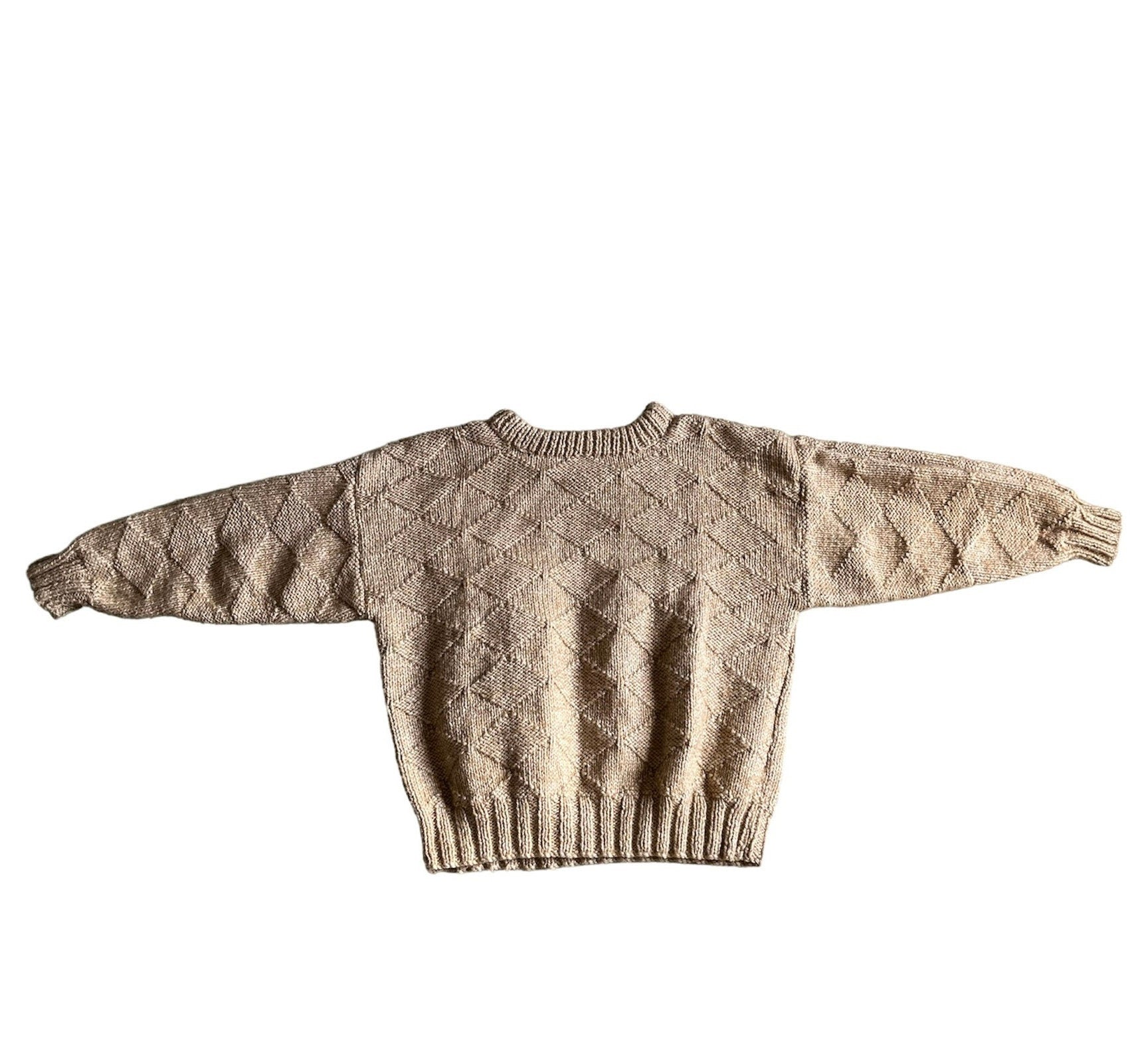 Vintage Wool beige Handknit ballon sleeves oversize chunky sweater
