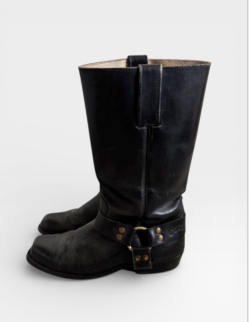 Vintage black Go West Black leather harness boots 36/37