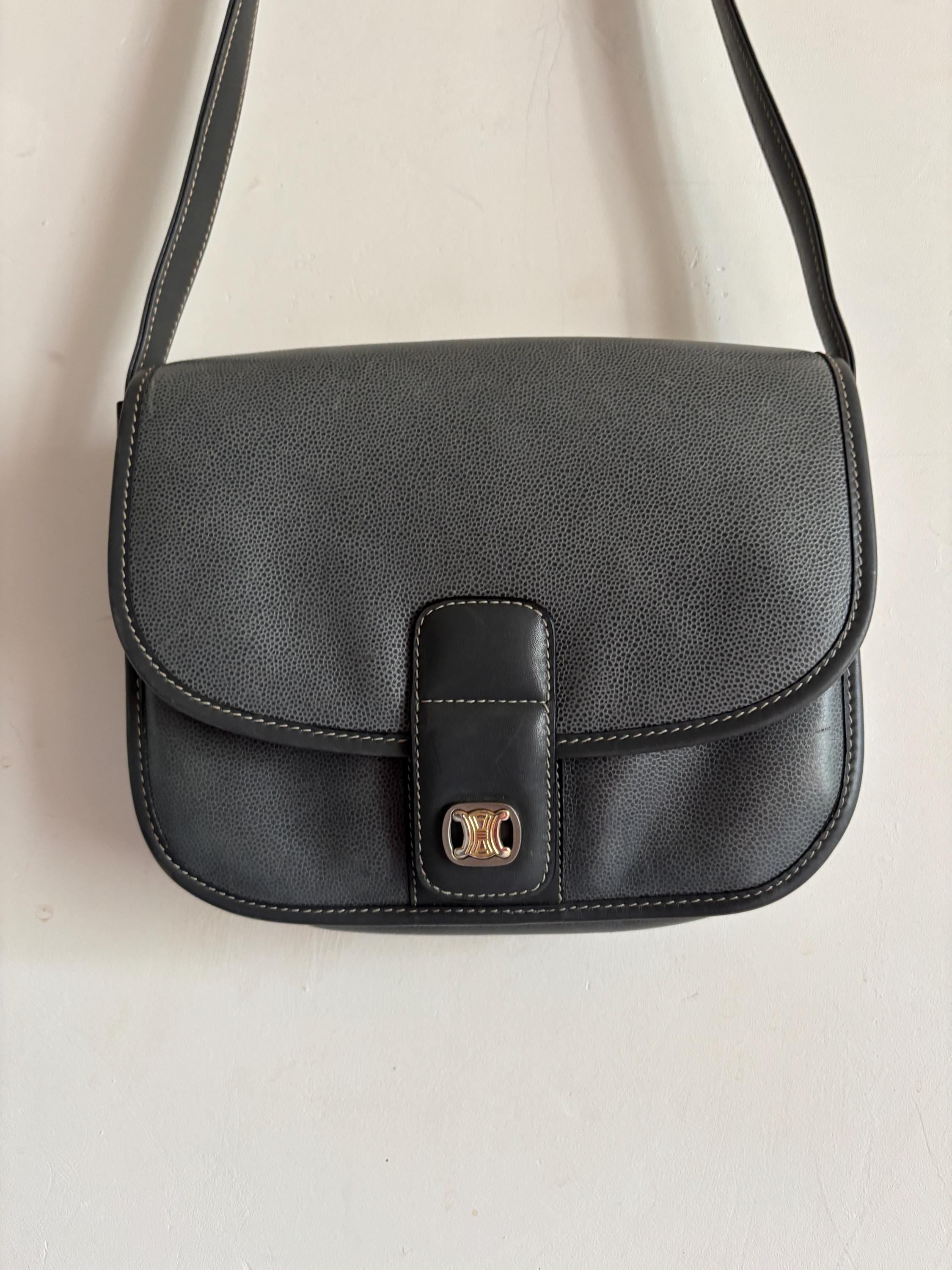 Vintage Celine grey leather Triomphe bag