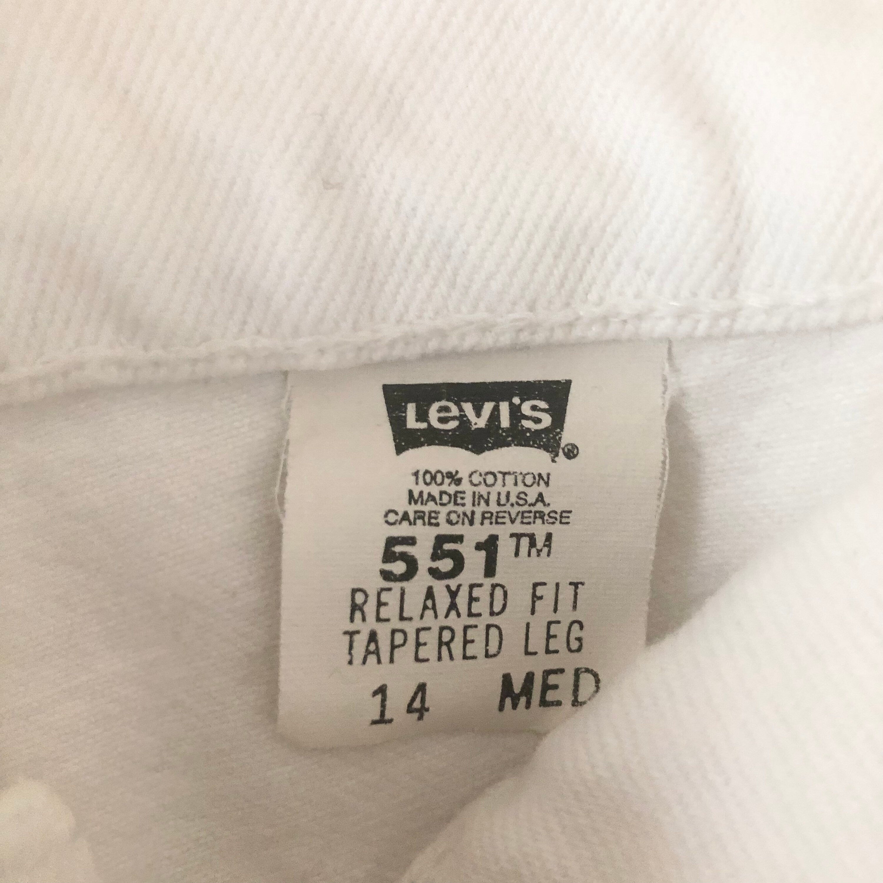Vintage rare LEVI'S 551  white jeans denim made in usa