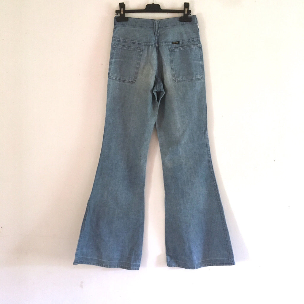 Vintage 1970s Wrangler Blue Bell Flare Jeans • High Waist, Wide Leg 28X32