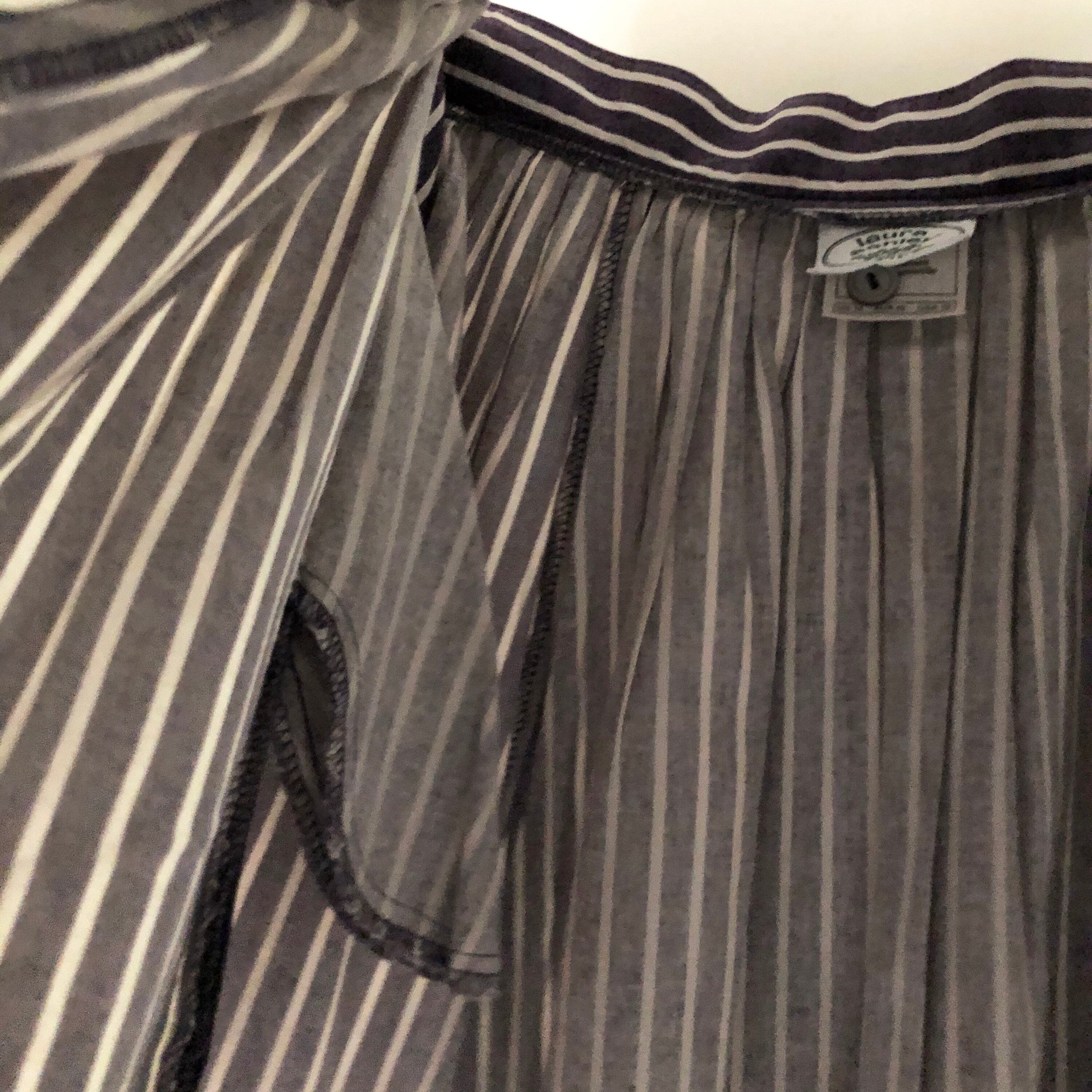 Vintage 90s Laura Ashley GB blue and white striped cotton button down skirt