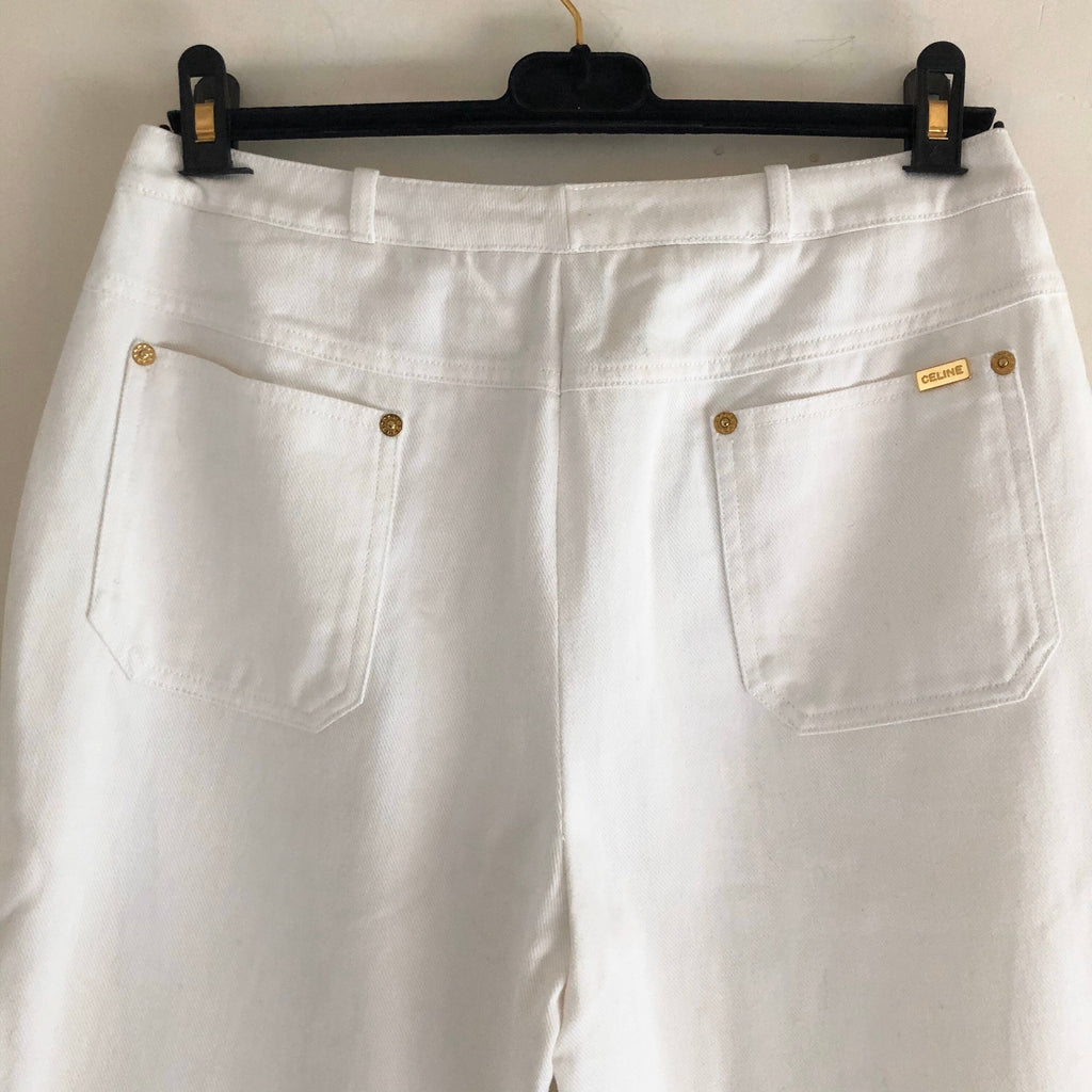 vintage 80's CELINE White Denim cool Jeans