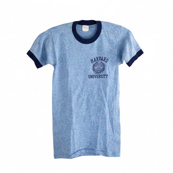 Harvard Vintage 70s Mayo Spruce very rare ringer t-shirt made in usa • XS / youth L