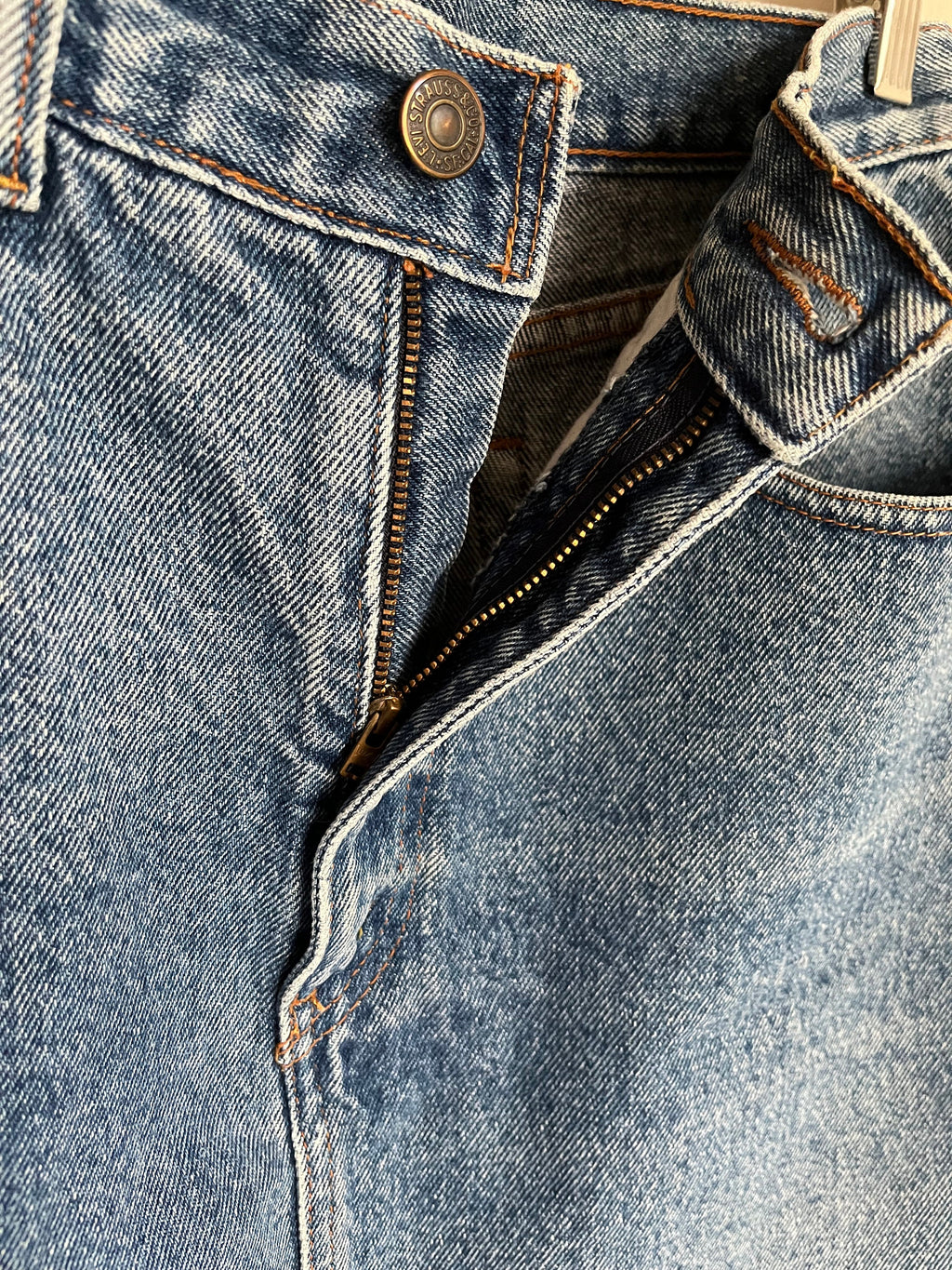 Vintage 80s Levi's Denim mini jupe orange Tab